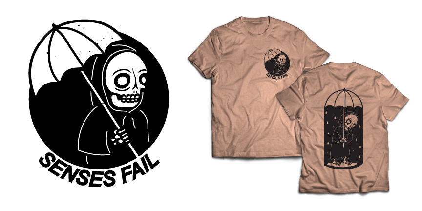"Lost and Found" design on tan short sleeve