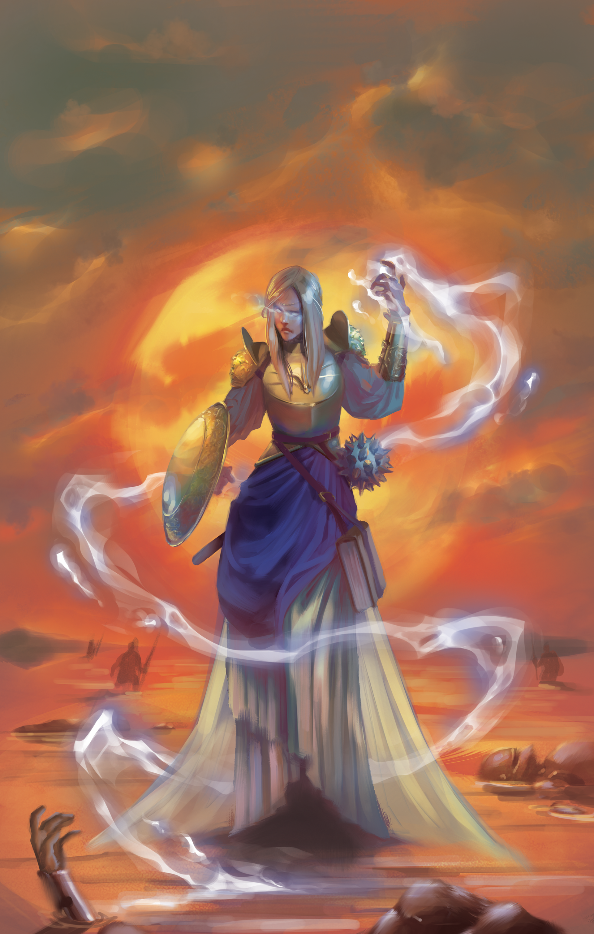 "Mage Warrior" cover illustration for Orphaned Bookworm Productions