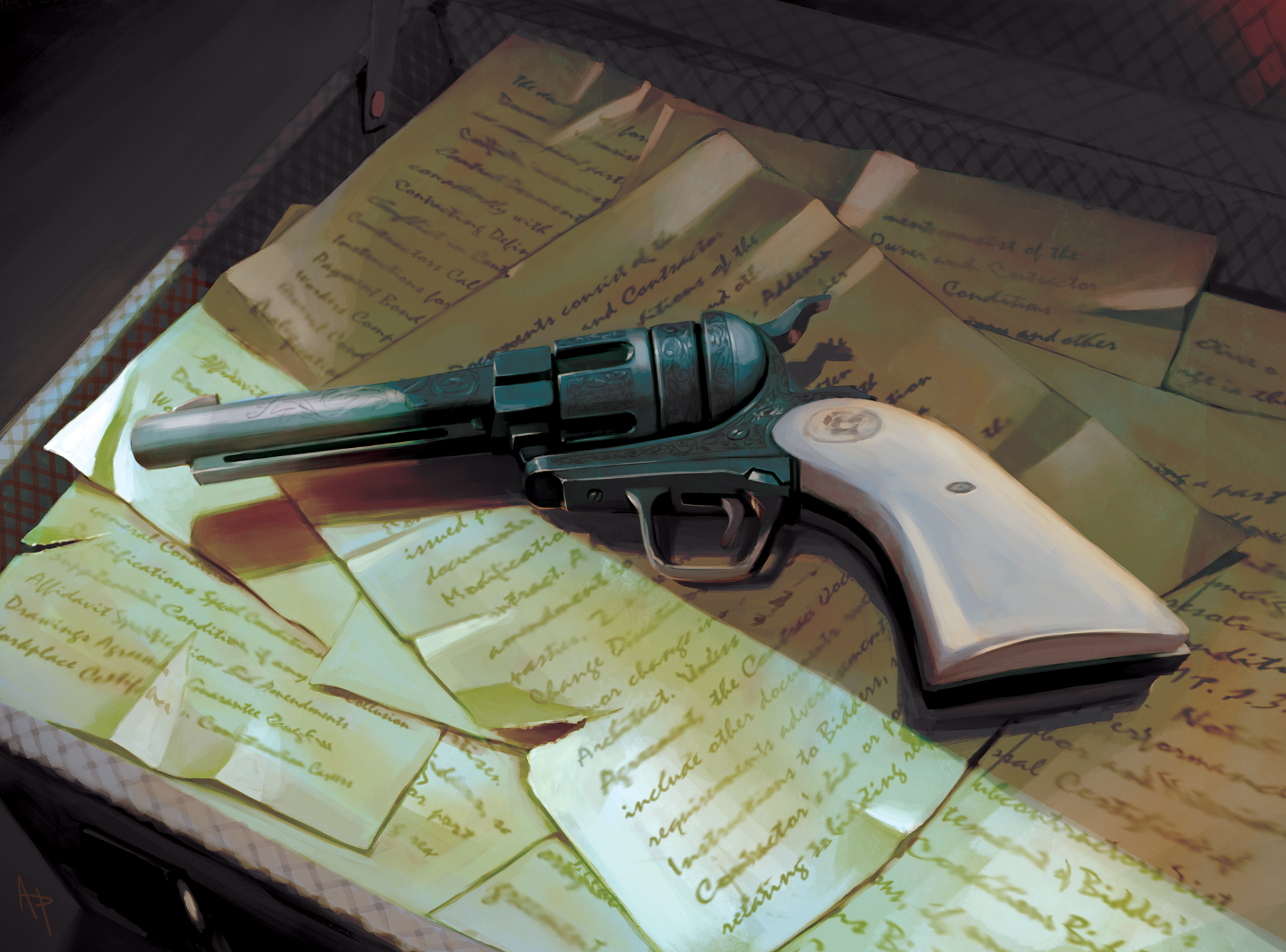 "Revolver" Item illustration for Terrorscape by Ice Makes