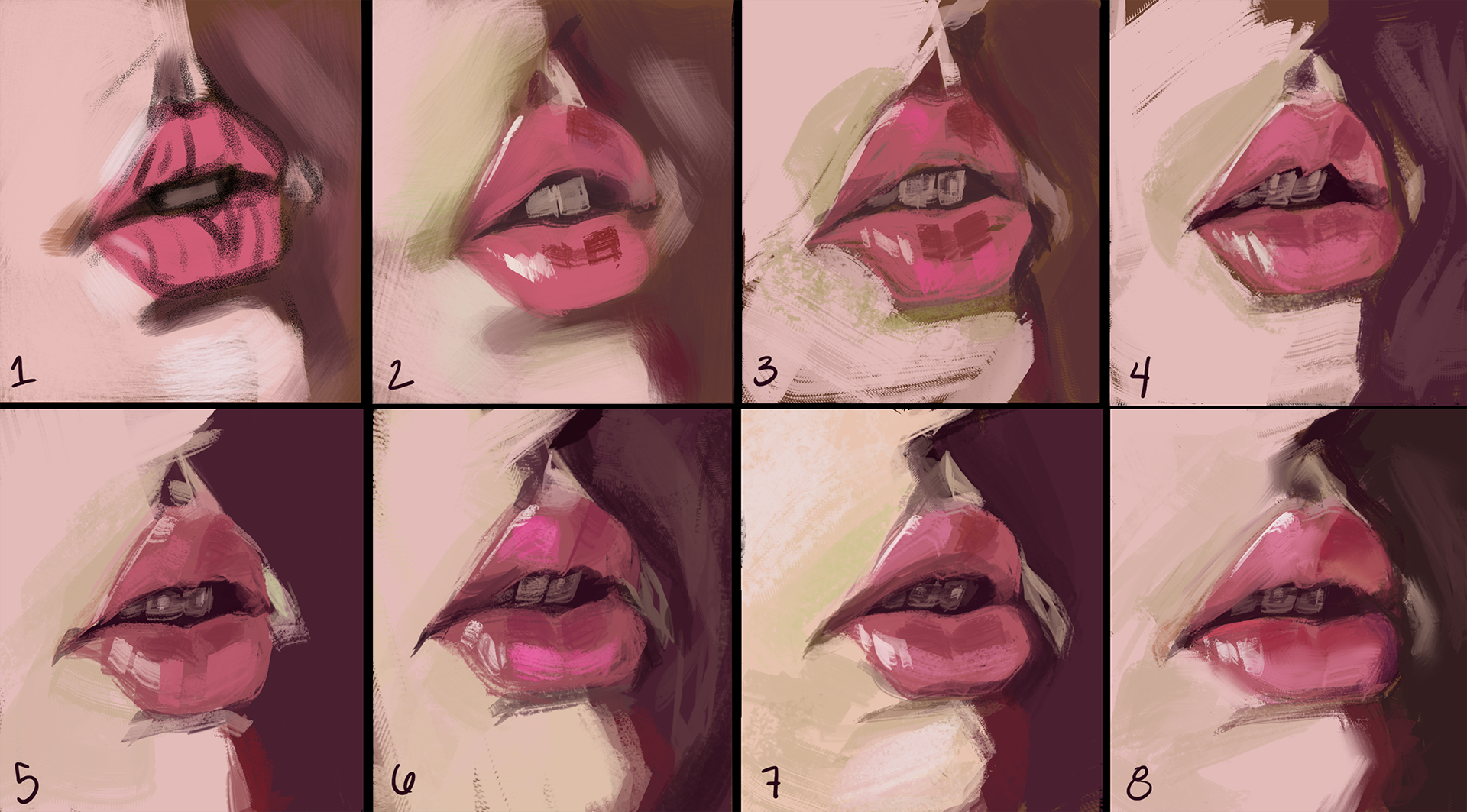 Lips study, 5 minutes each