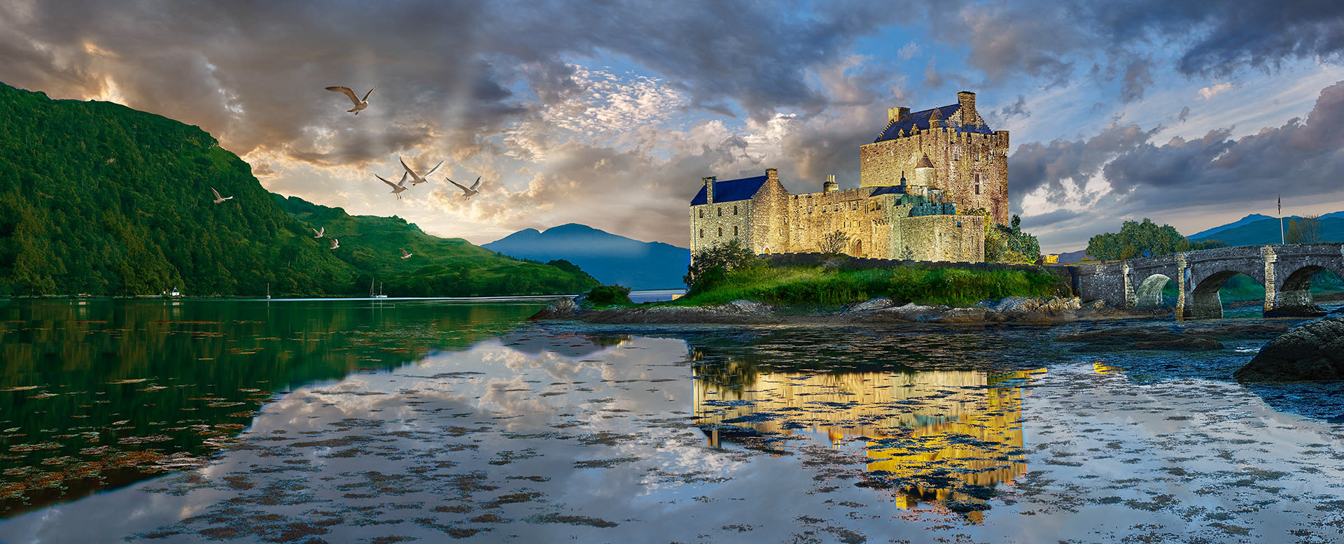 Photo of Eilean Donan Castle Scotland at sunset by photographer Paul E Williams