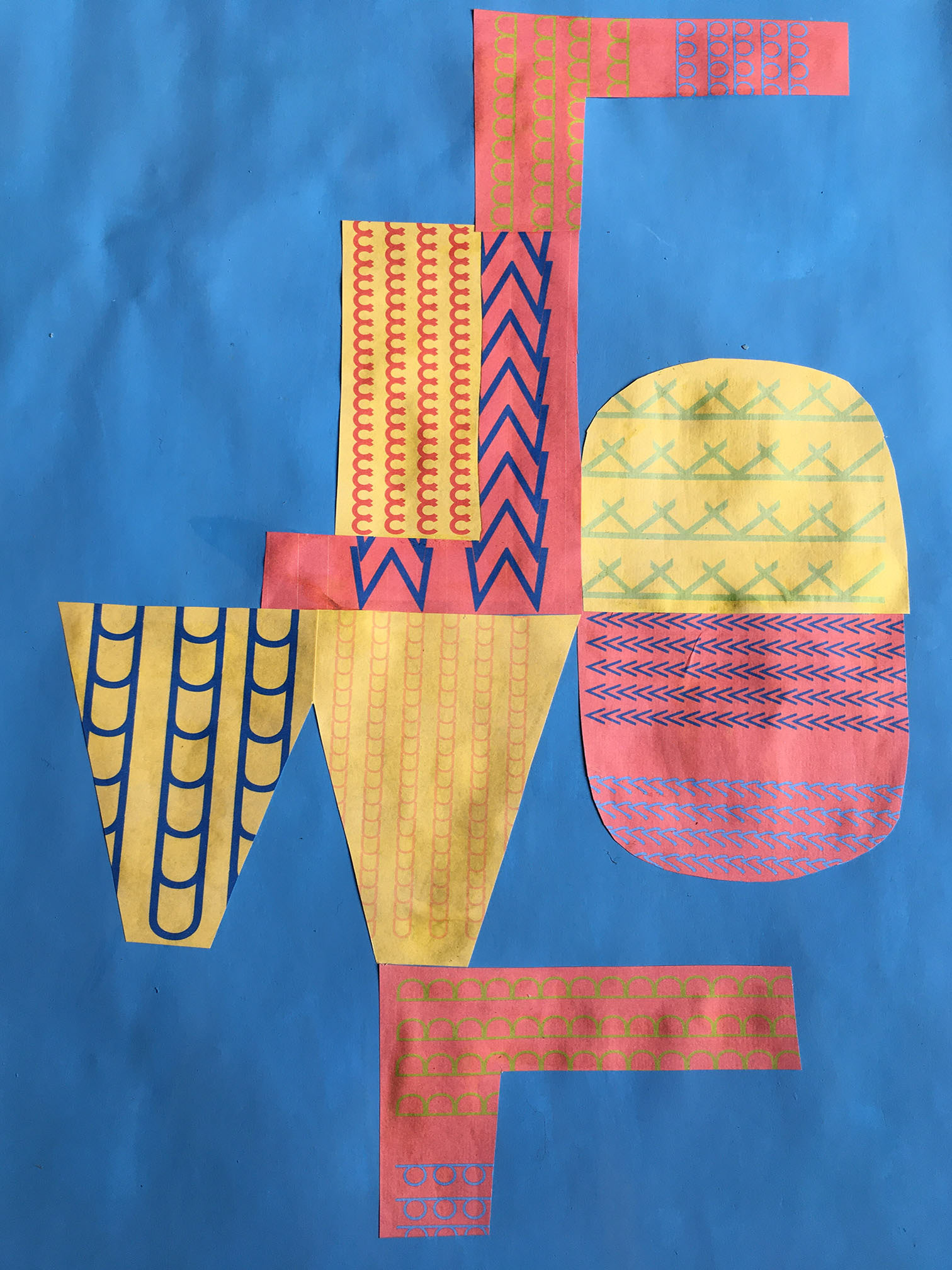 A3 collages fitting shapes together with smaller repeat patterns