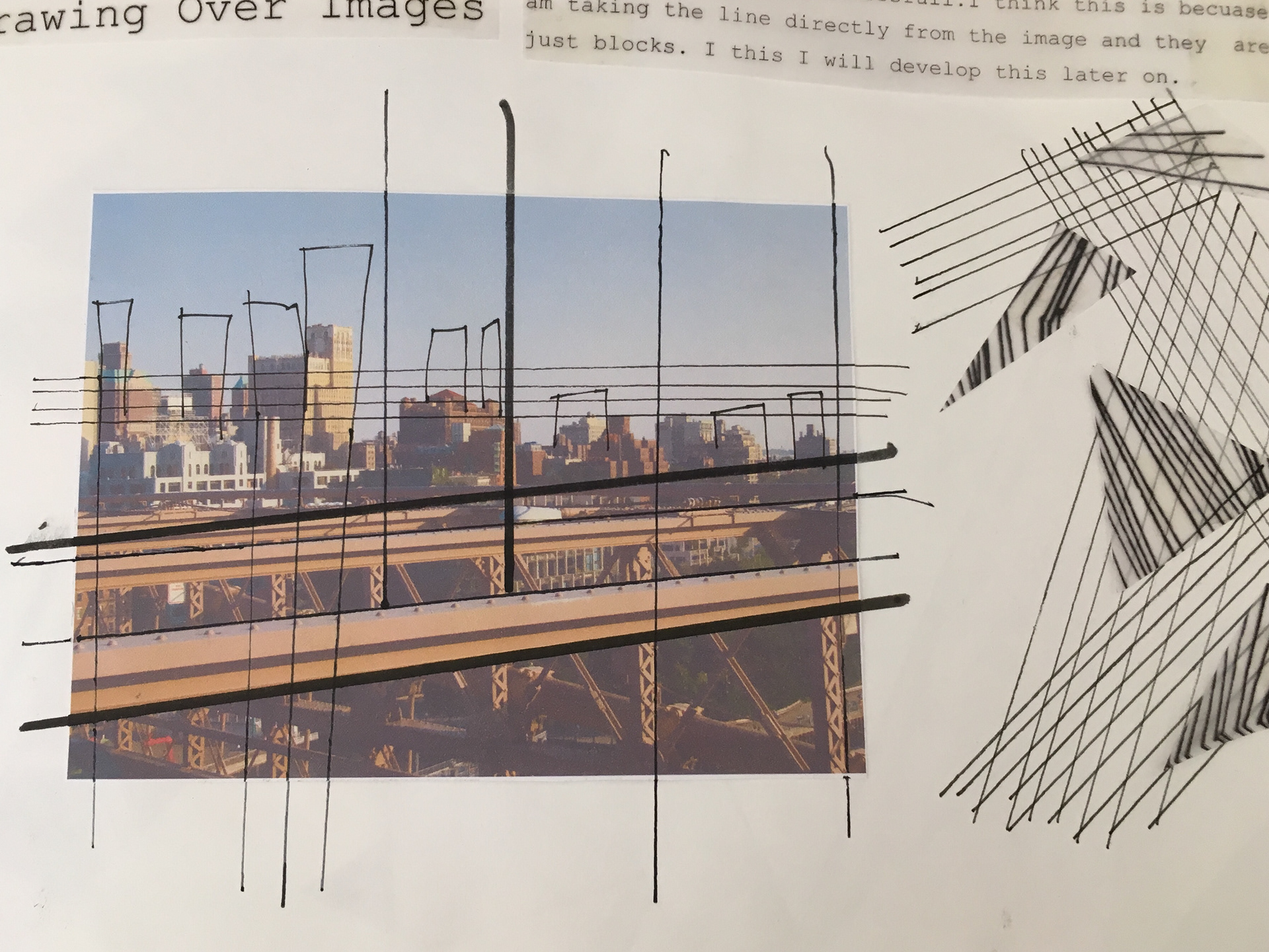 As a starting point, I drew on to my research photo.