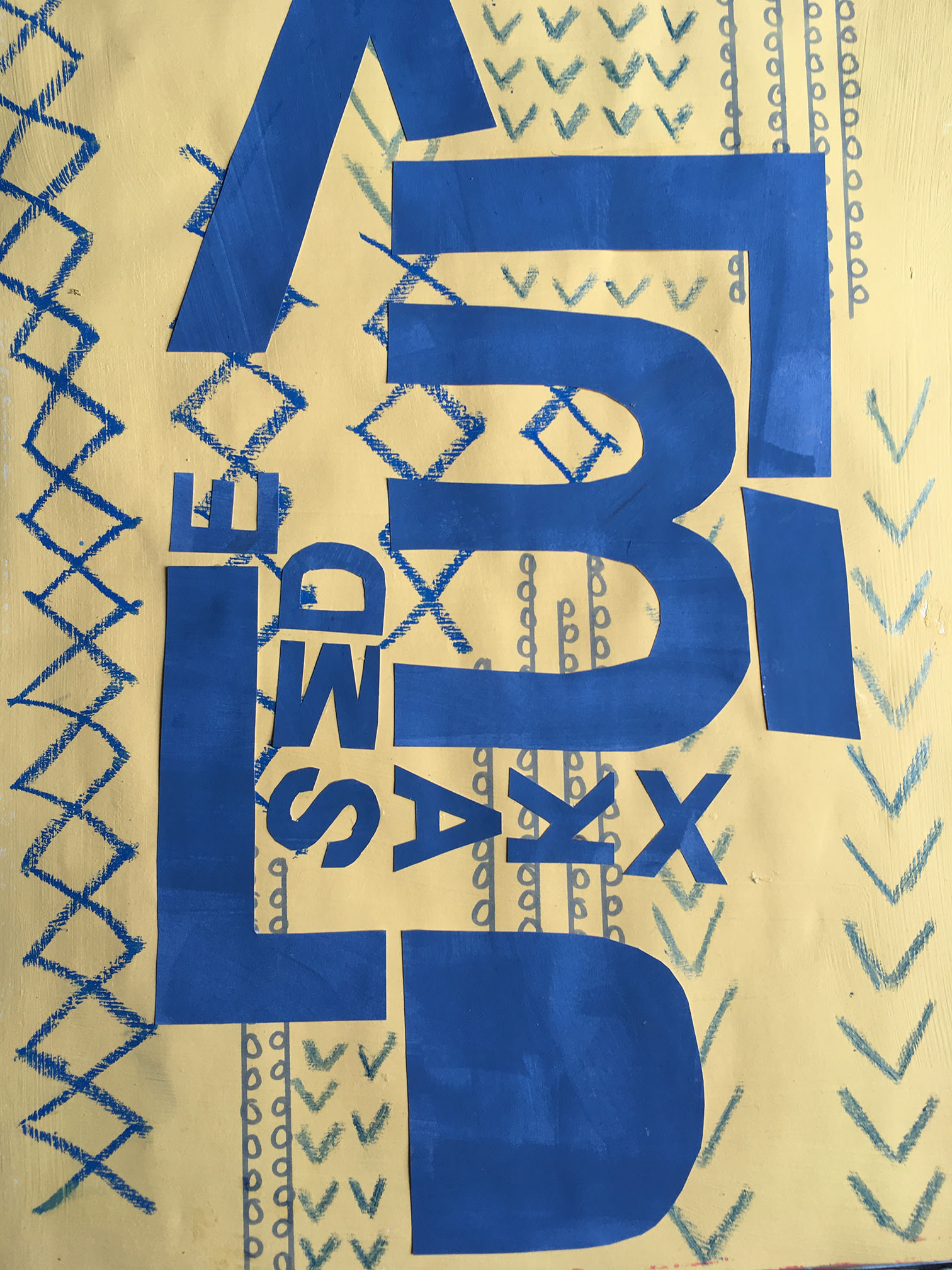 A3 collages using broken down letters