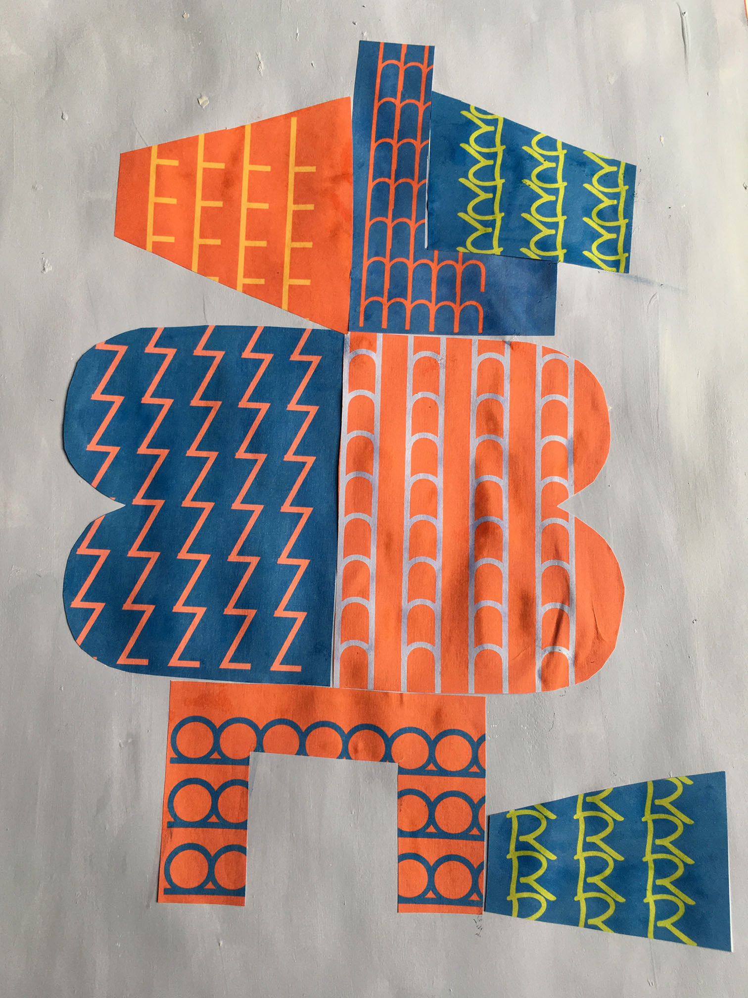 A3 collages fitting shapes together with smaller repeat patterns