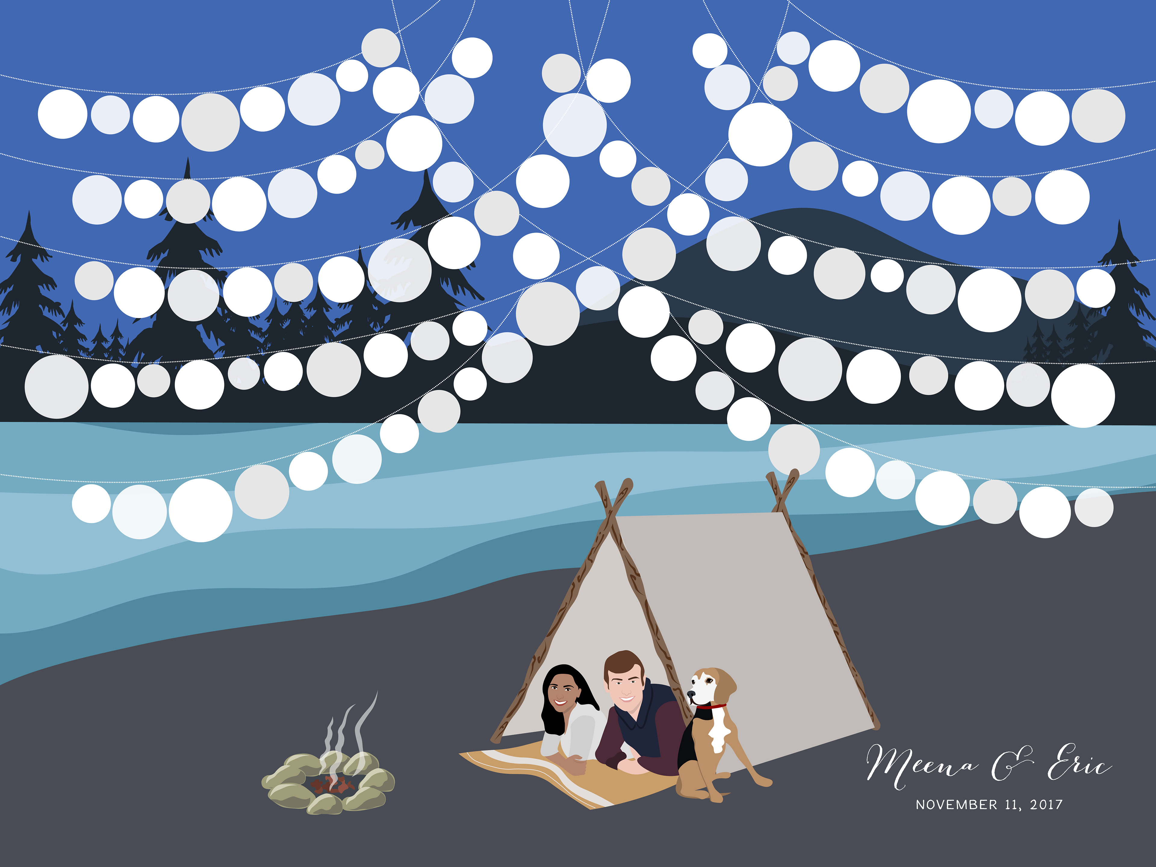 Outdoors Alternative Guestbook + Lanterns + Pet