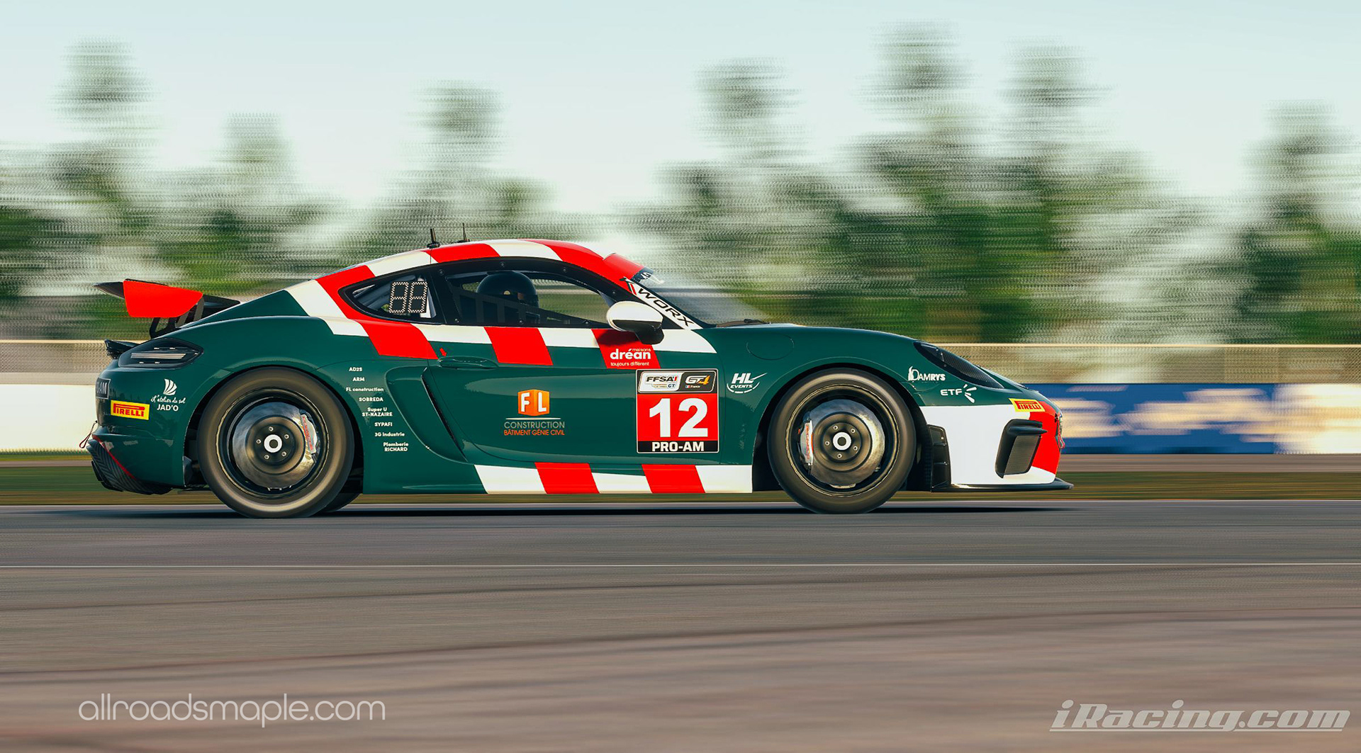 Digitization of 12 K-Worx Racing Porsche 718 Cayman GT4 RS Clubsport, racing in the Championnat de France FFSA GT4 PRO-AM category as of 2022