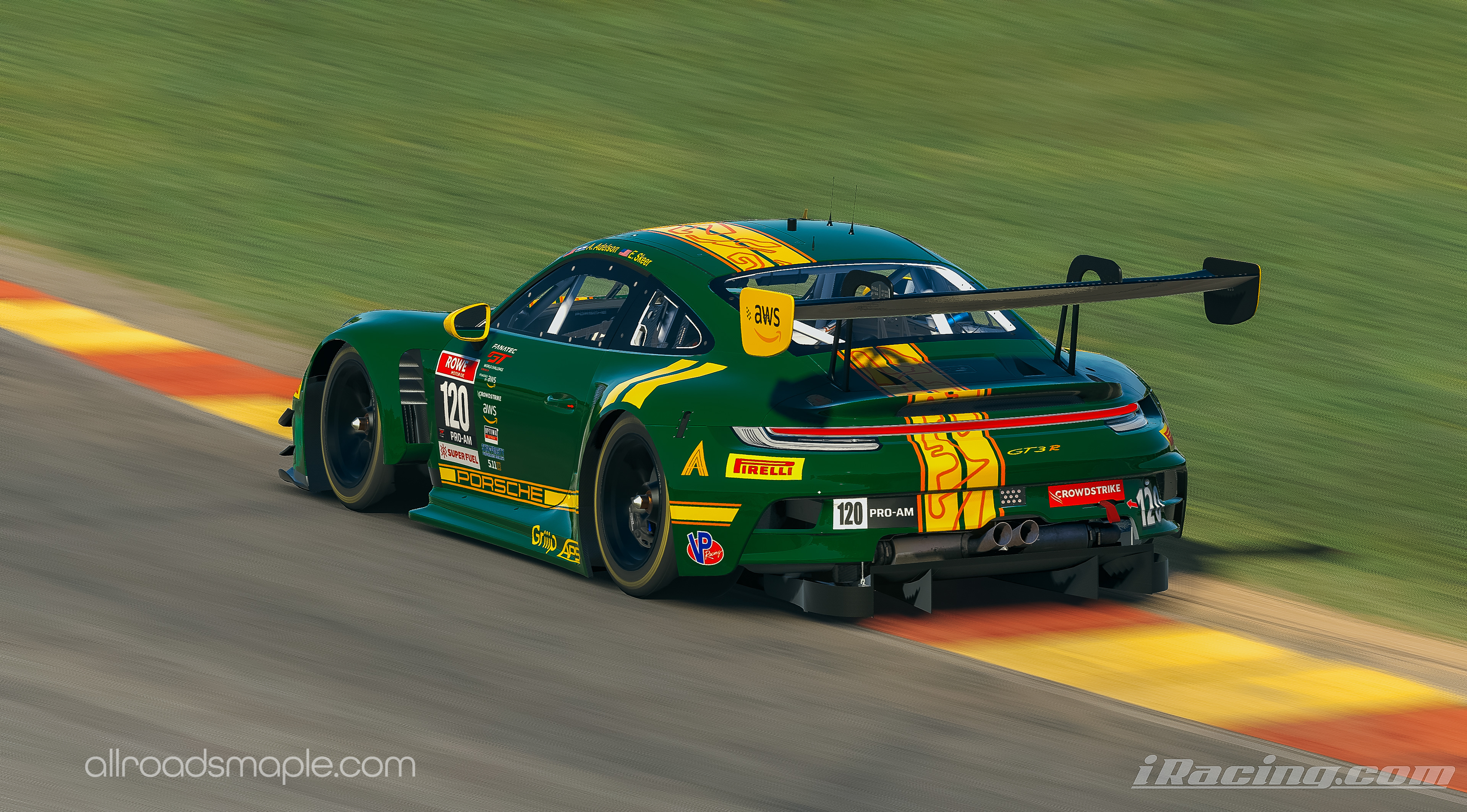 Digitization of Wright Motorsport's #120 Porsche 992 GT3 R raced in SRO's Fanatec GT World Challenge America GT3 class for the 2023 season