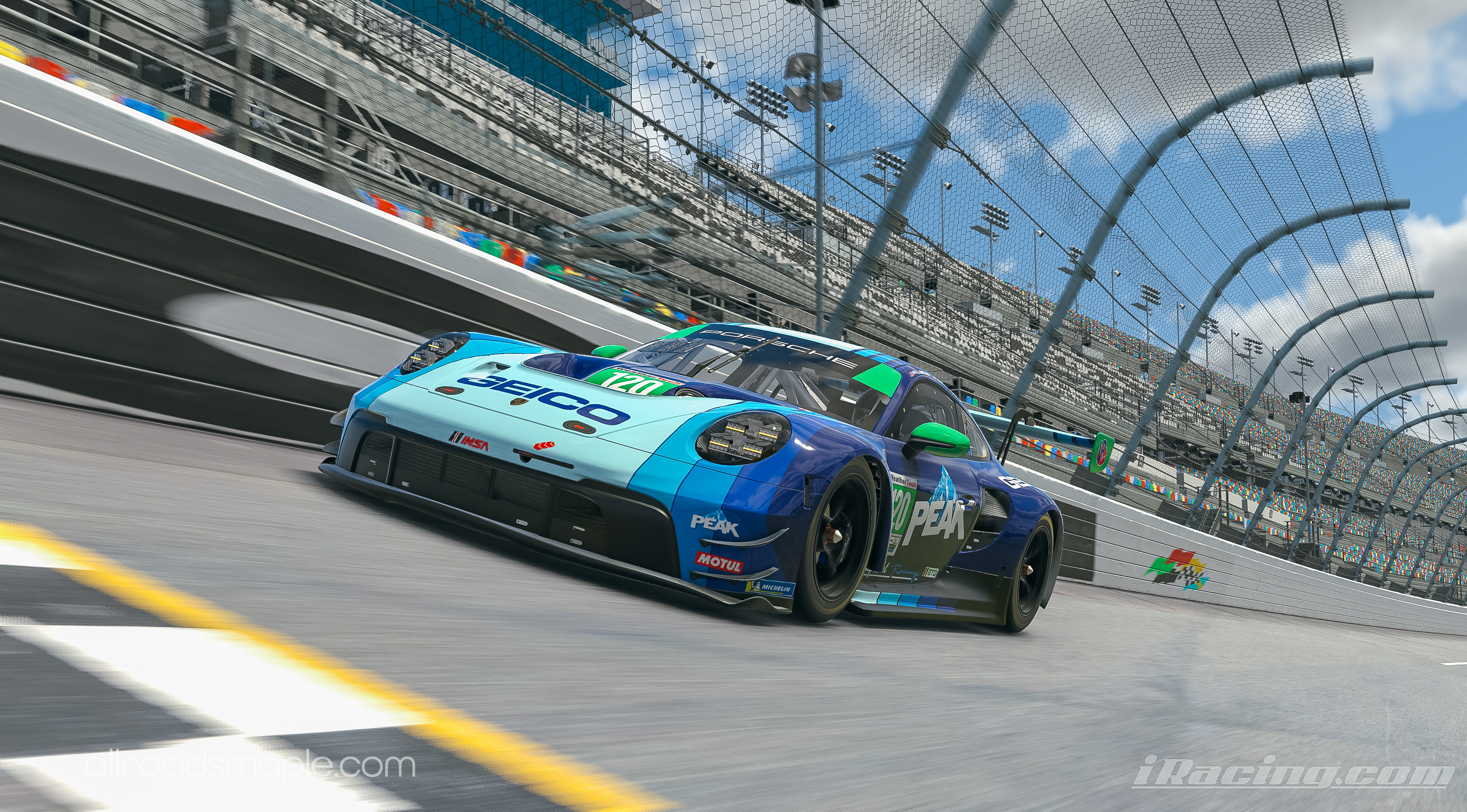 Digitization of Chip Hart Racing (Wright Motorsport) #120 Porsche 992 GT3 R raced in IMSA's Weathertech Sportcar Championship at the Rolex 24 at Daytona
