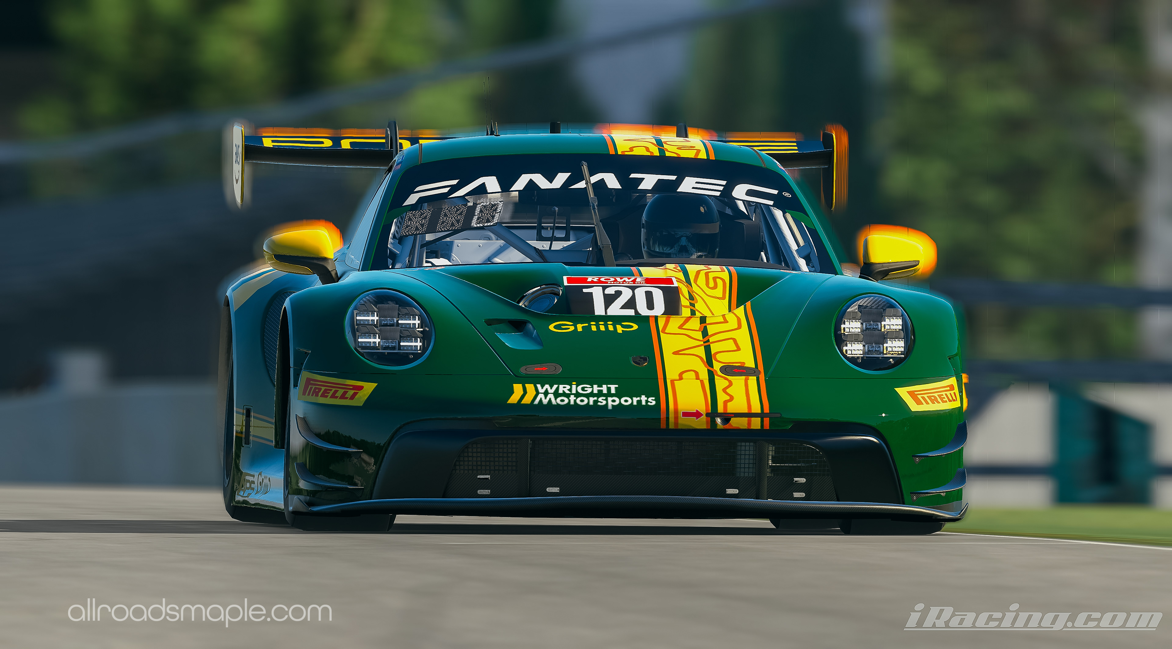 Digitization of Wright Motorsport's #120 Porsche 992 GT3 R raced in SRO's Fanatec GT World Challenge America GT3 class for the 2023 season