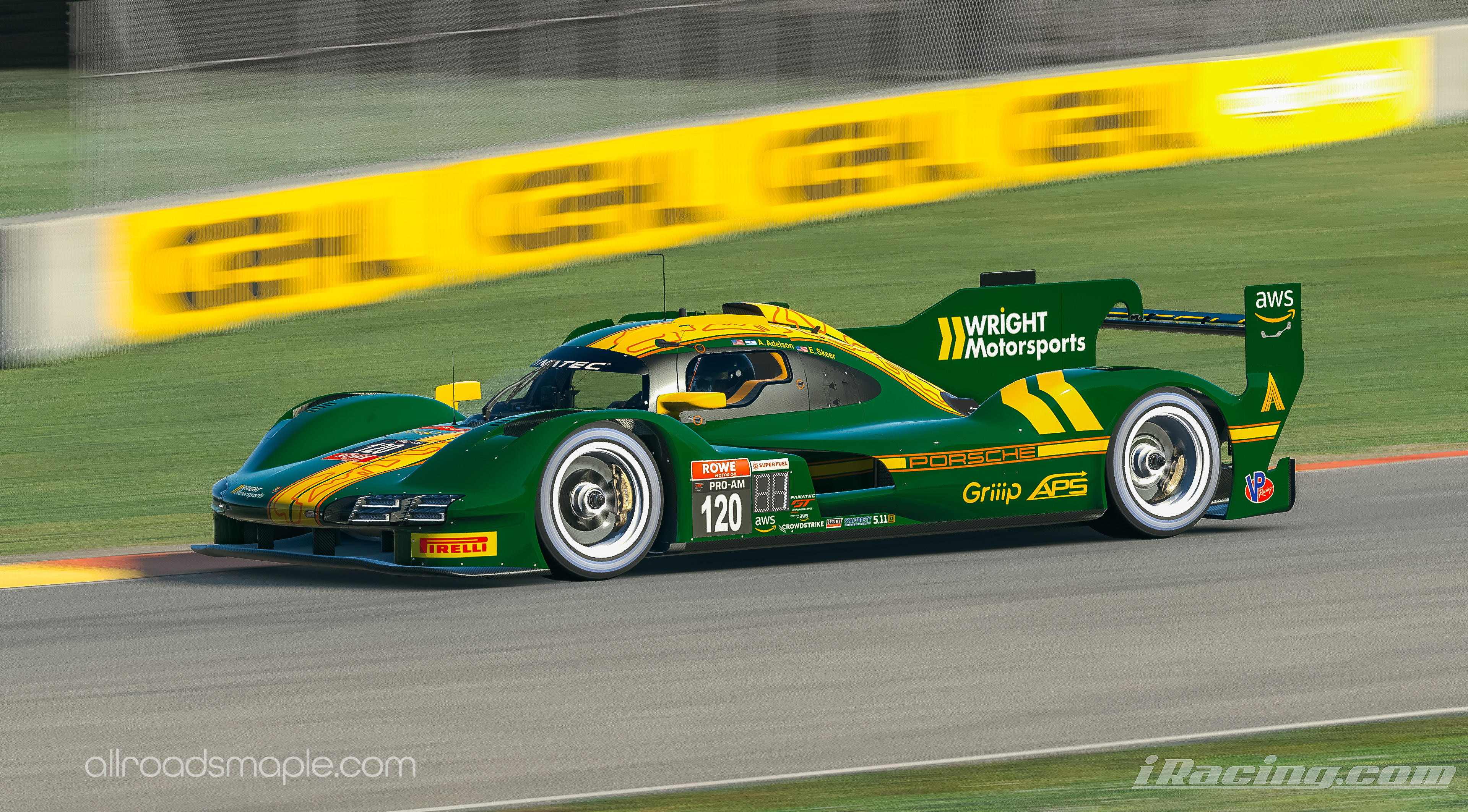 Reimagination of Wright Motorsport's #120 Porsche 992 GT3 R raced in SRO's Fanatec GT World Challenge America GT3 class for the 2023 season for the Porsche 963