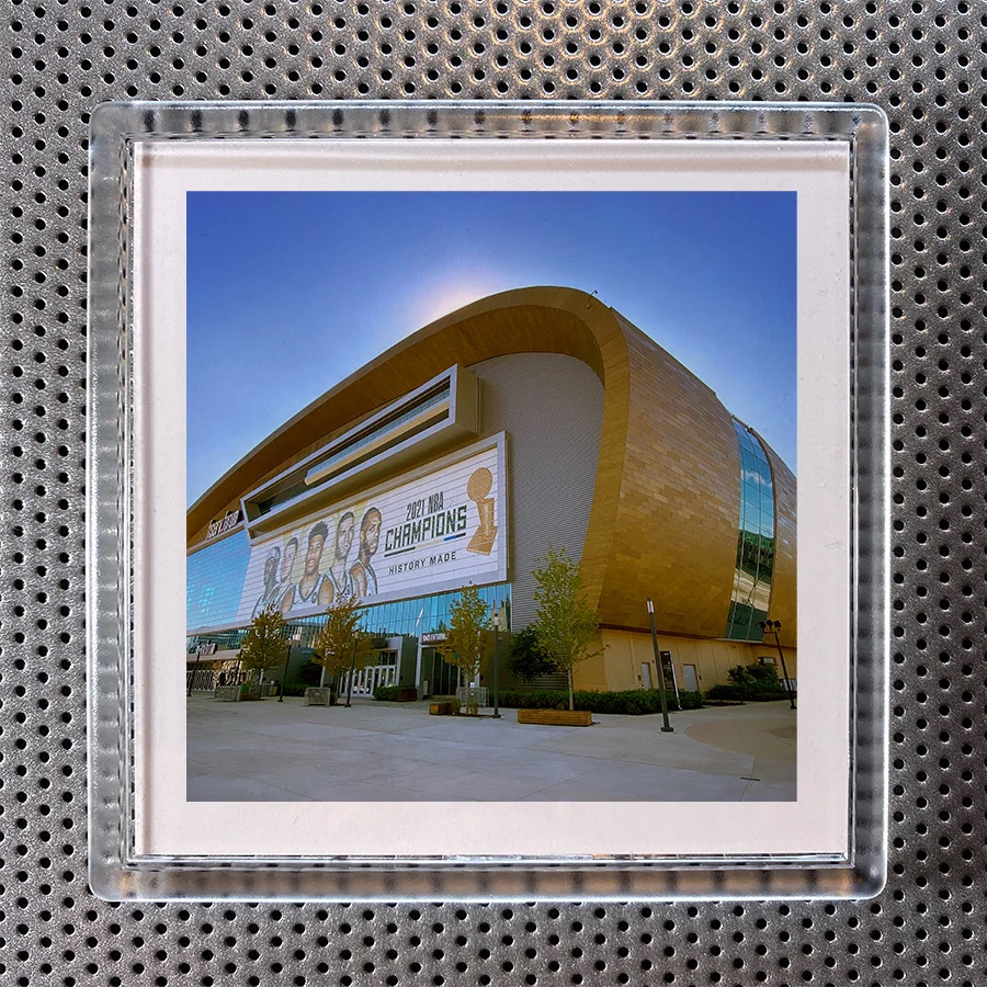 Bucks Fiserv Forum drink coaster/magnet