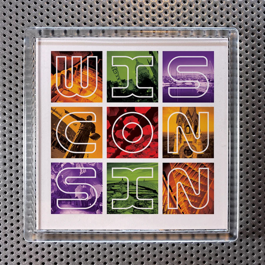 Wisconsin drink coaster/magnet