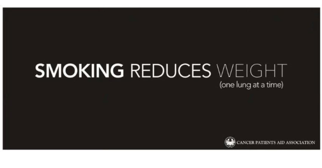anti-smoking clever ad design and copy smoking reduces weight one lung at a time