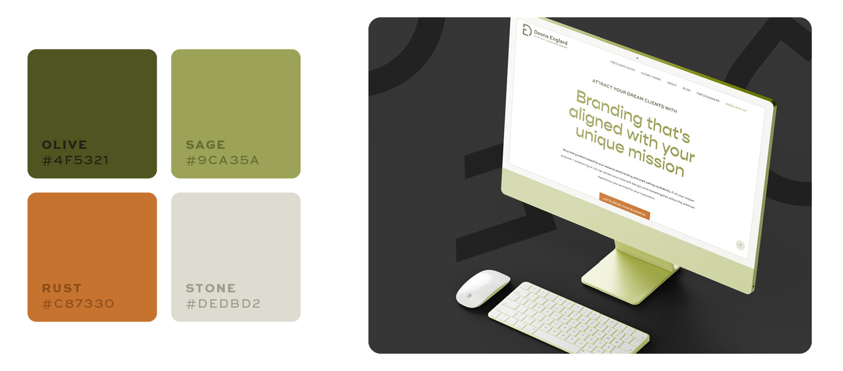olive and sage green color palettes of Deena Englard design branding
