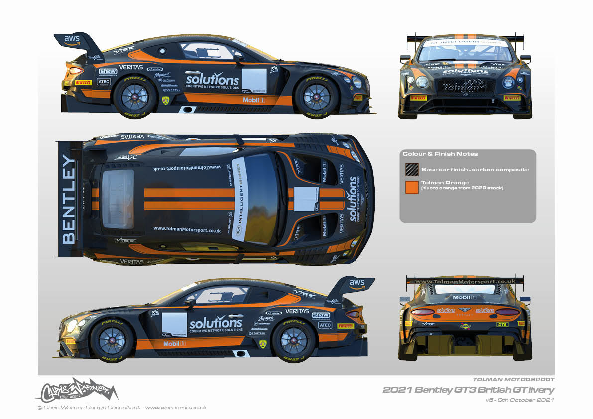 Tolman Motorsport Bentley Continental GT3 livery design by Chris Warner Design