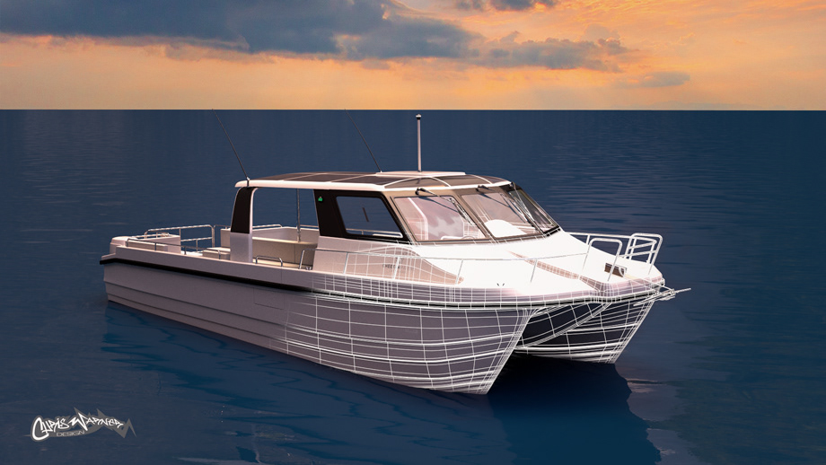 Cheetah-E Catamaran boat design by Chris Warner Design