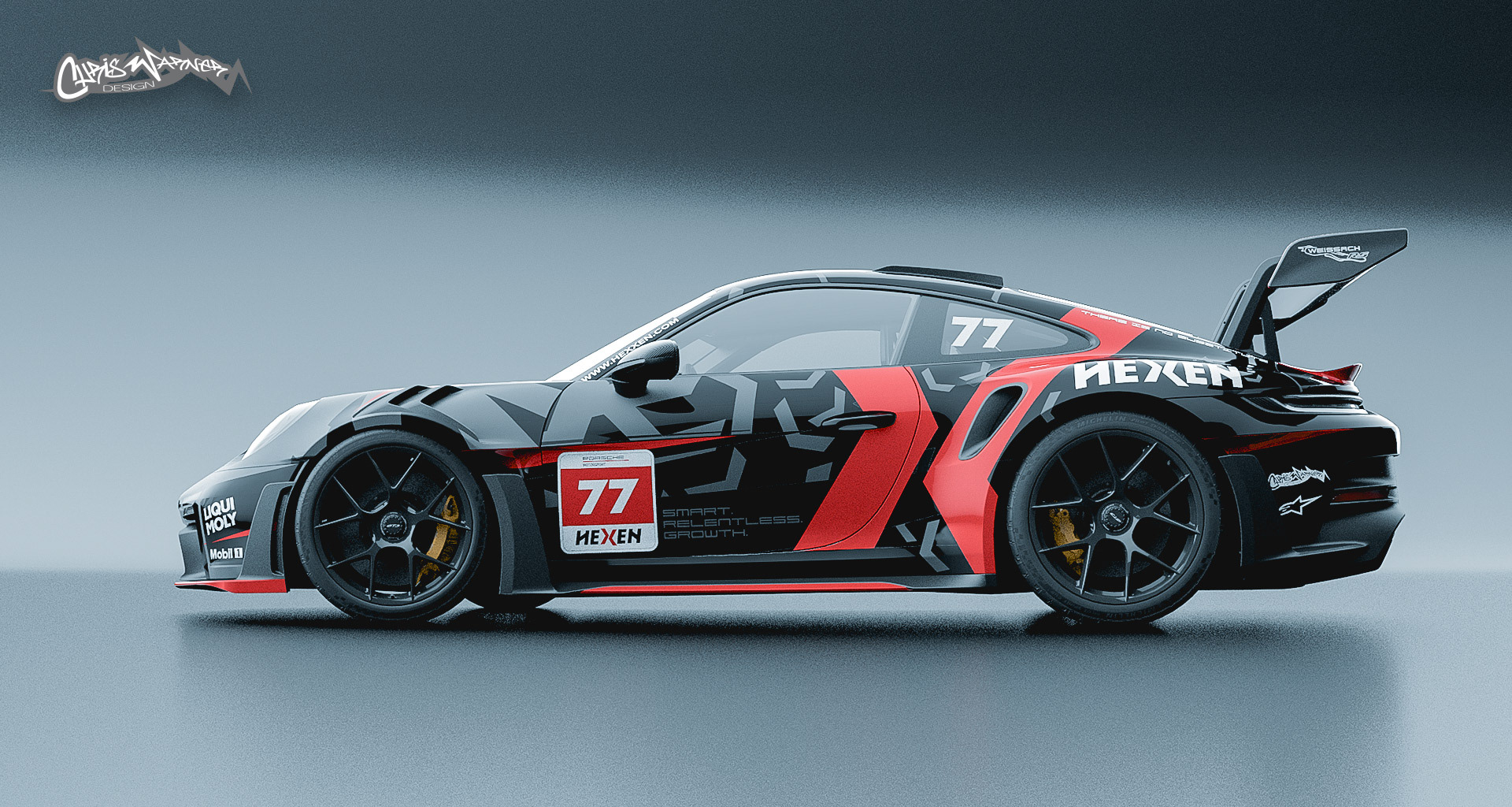 Dramatic Porsche GT3RS livery by Chris Warner Design
