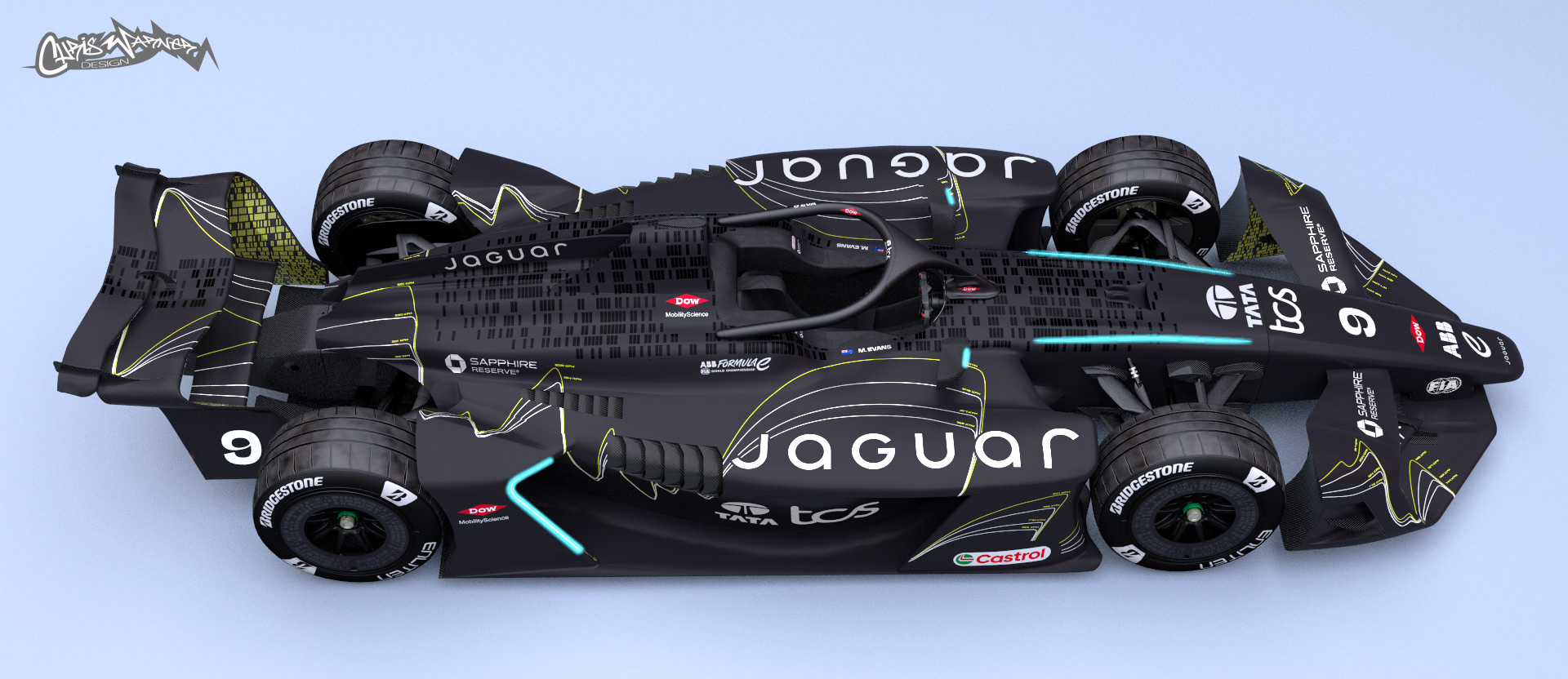 Jaguar TCS Racing Formula E GEN4 test livery by Chris Warner Design