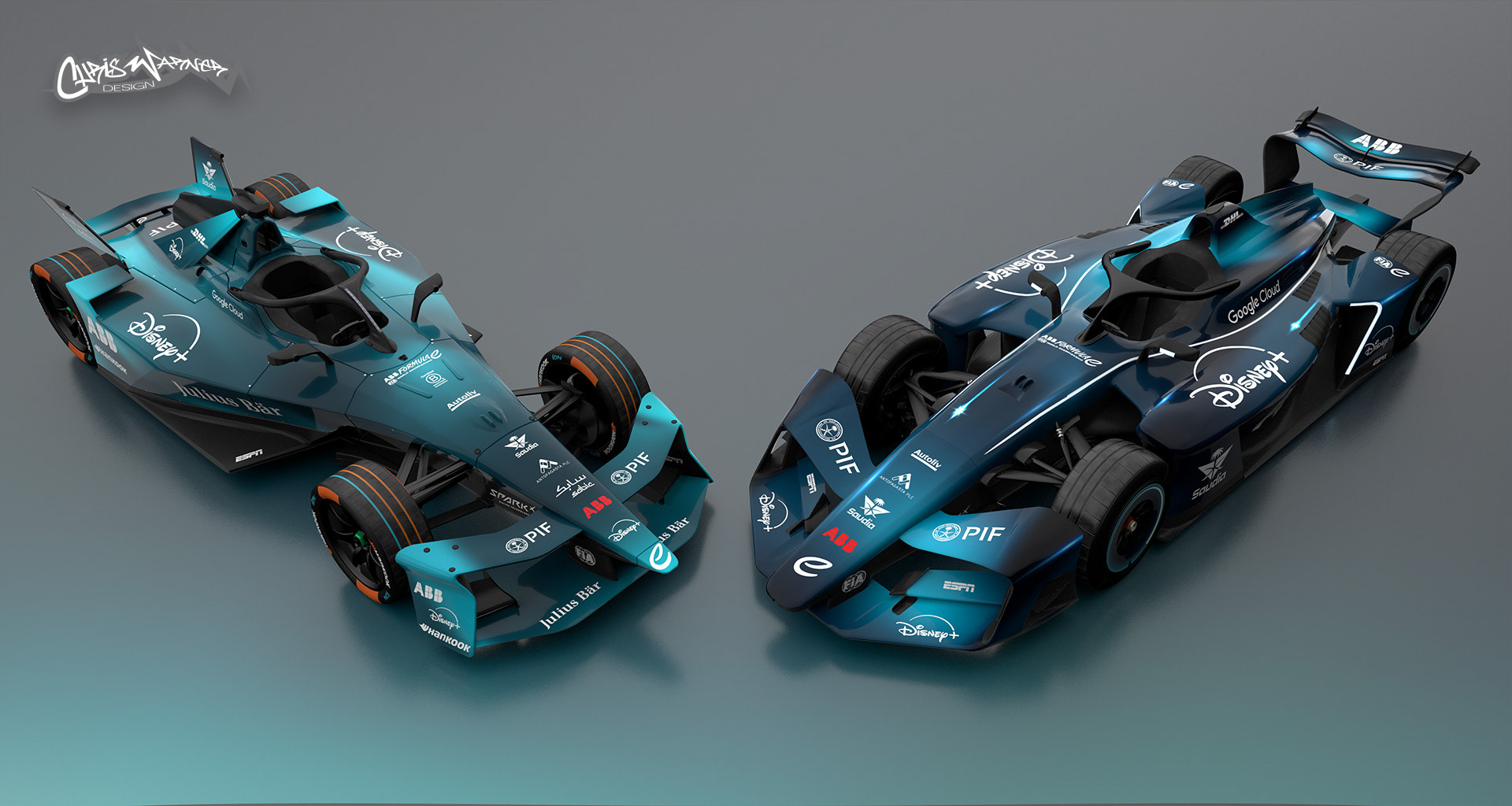 Disney+ Formula E livery by Chris Warner Design