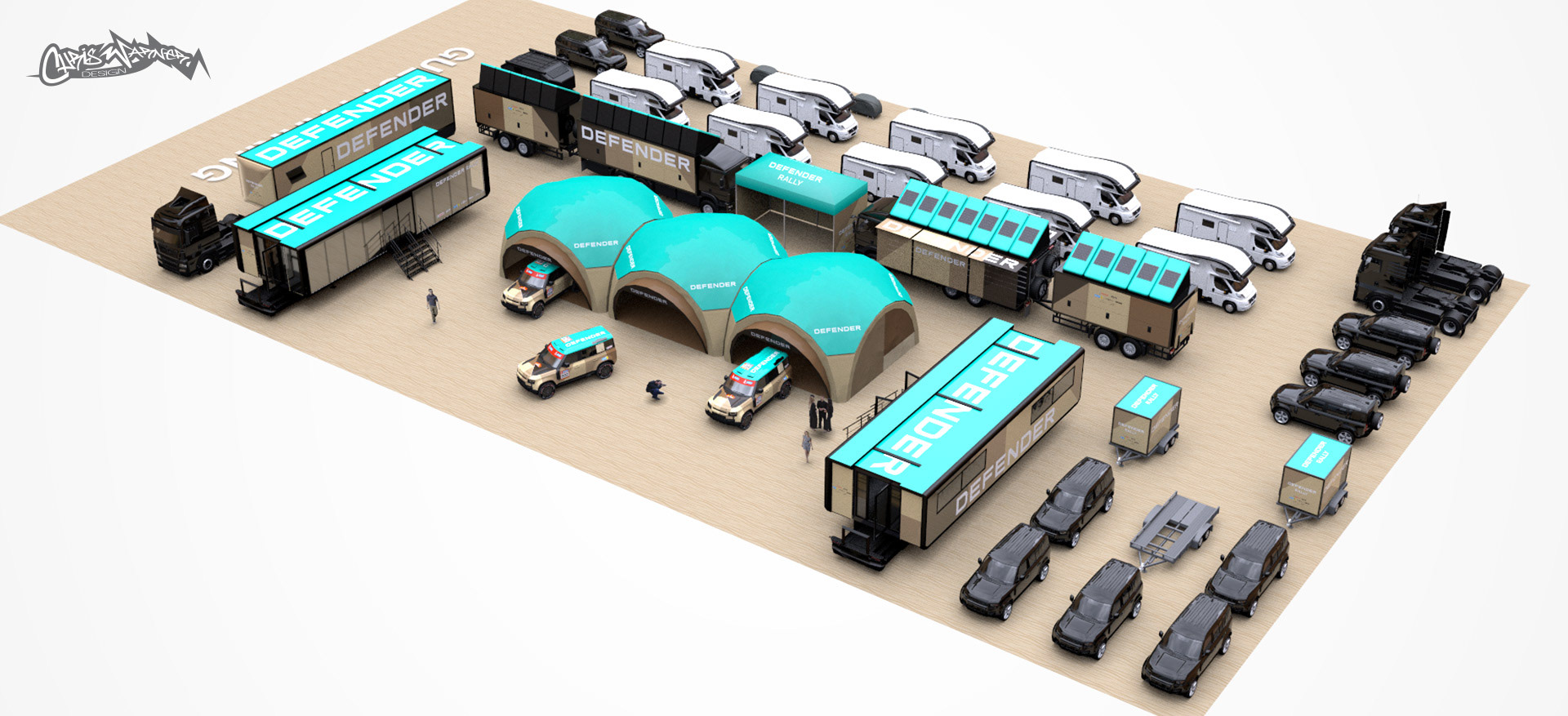 Defender Dakar Bivouac Visualisation by Chris Warner Design