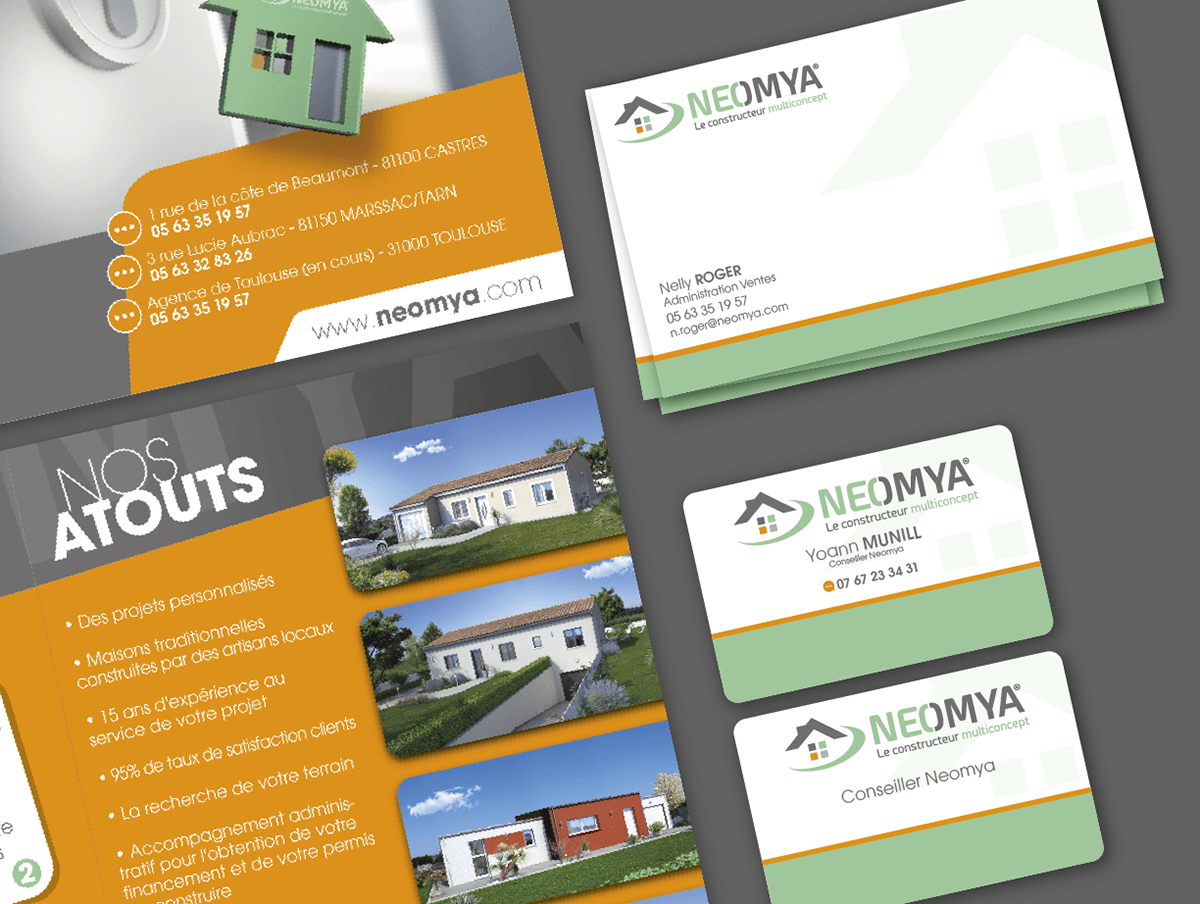 réalisation de documents commerciaux plaquette de présentation chemise à rabats cartes de correspondances