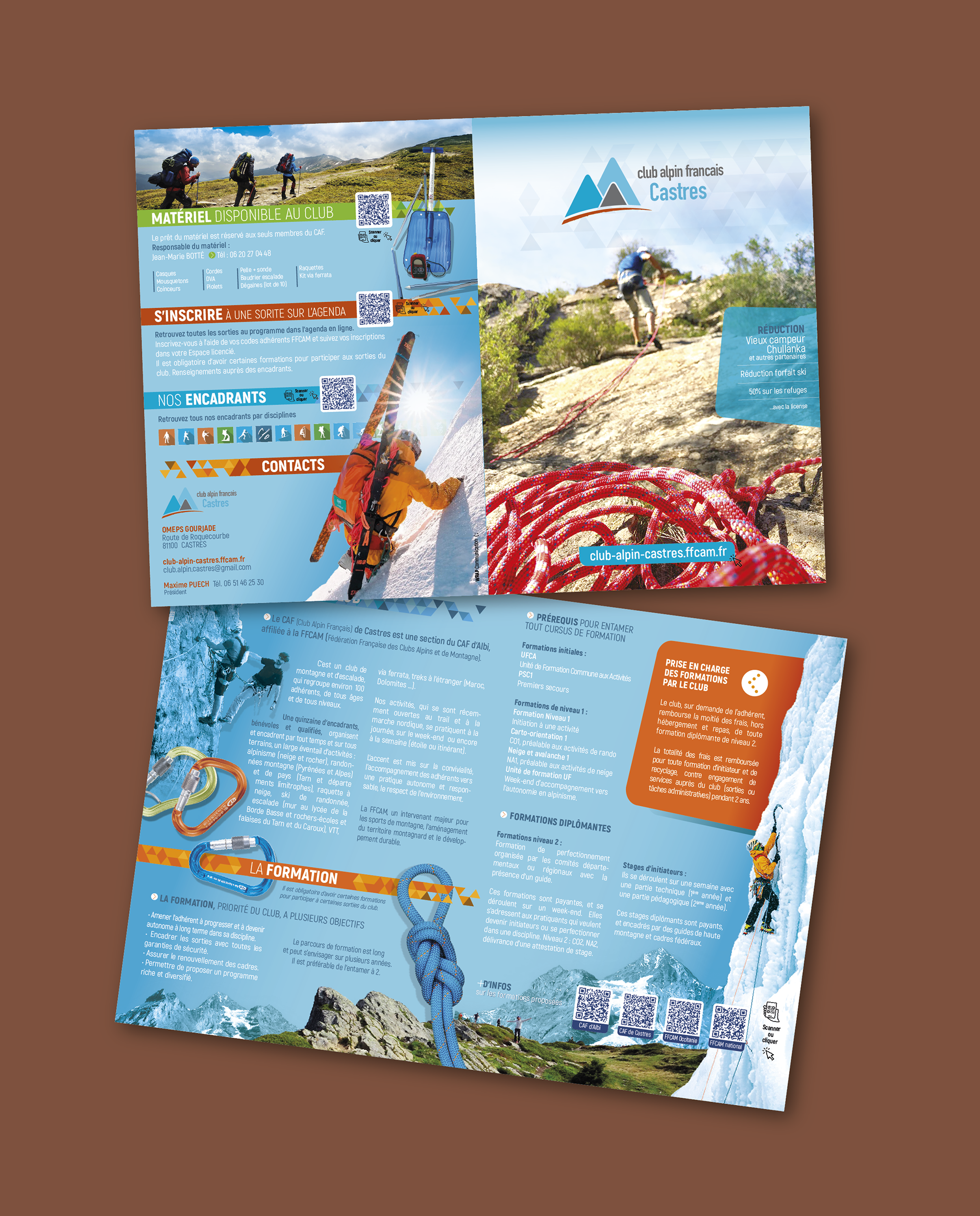 dépliant réalisé pour le club alpin français de castres