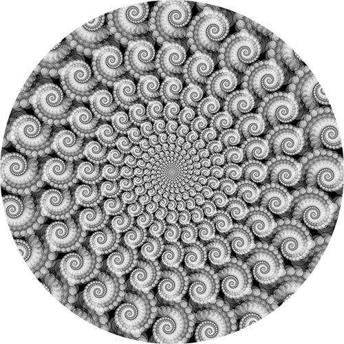 the profile picture of Nuwan Shilpa Hennayake psychedelic visionary artist from Sri Lanka. the image is a fractal spiral that is cropped from the fractal theory of the brain artwork done by him