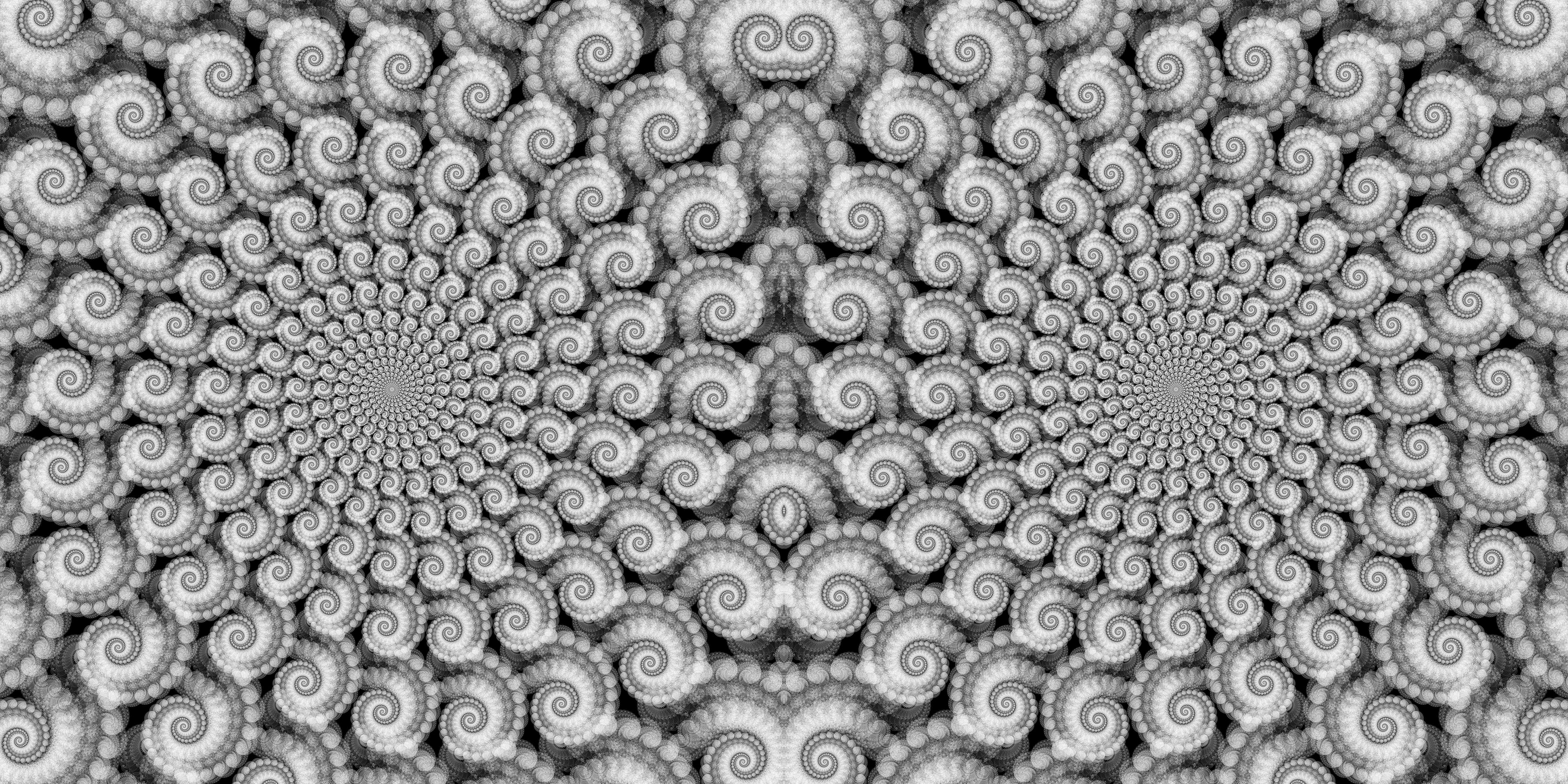 lack and white monochromatic psychedelic visionary art by Sri Lankan artist Nuwan Shilpa Hennayake, showcasing a dense, symmetrical pattern of recursive fractal spirals and interlocking organic textures inspired by the complexity of human consciousness.