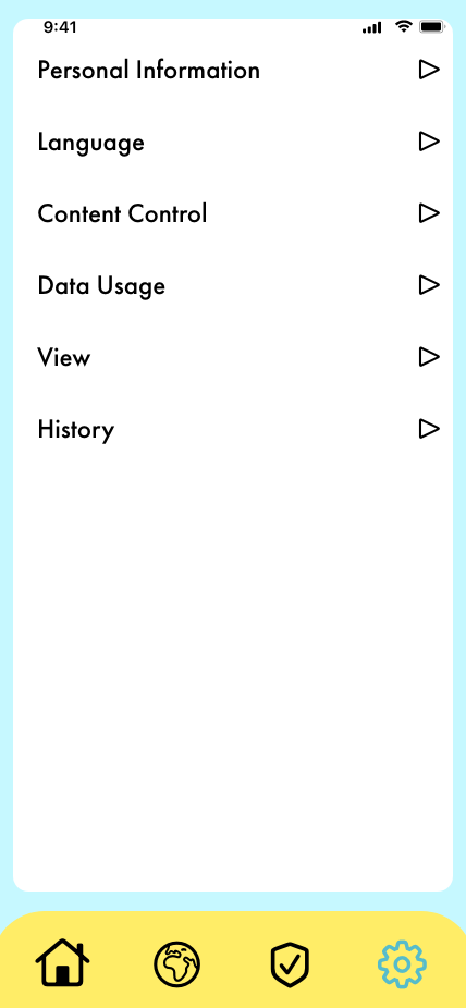 Account screen