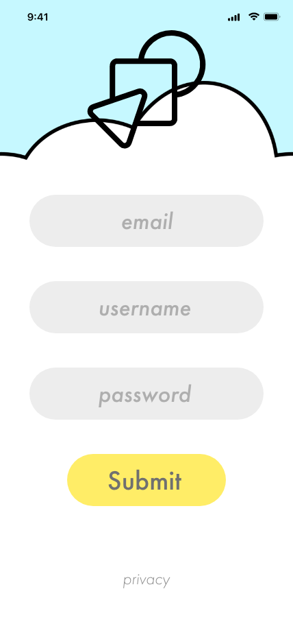 Registration screen