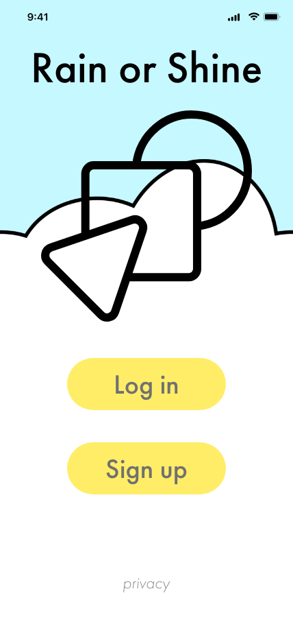 Log in screen