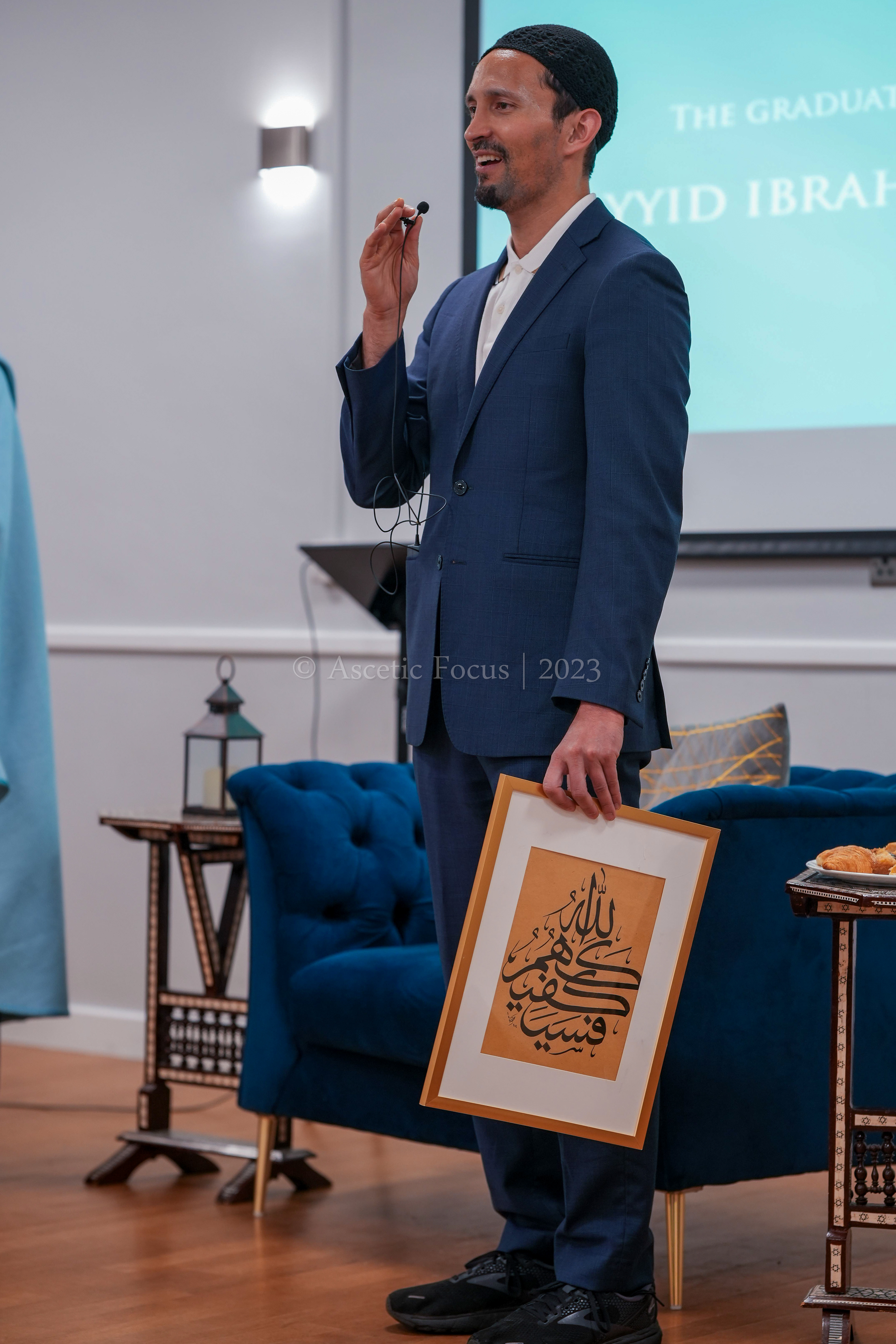 A person delivers an emotional story during a graduation party