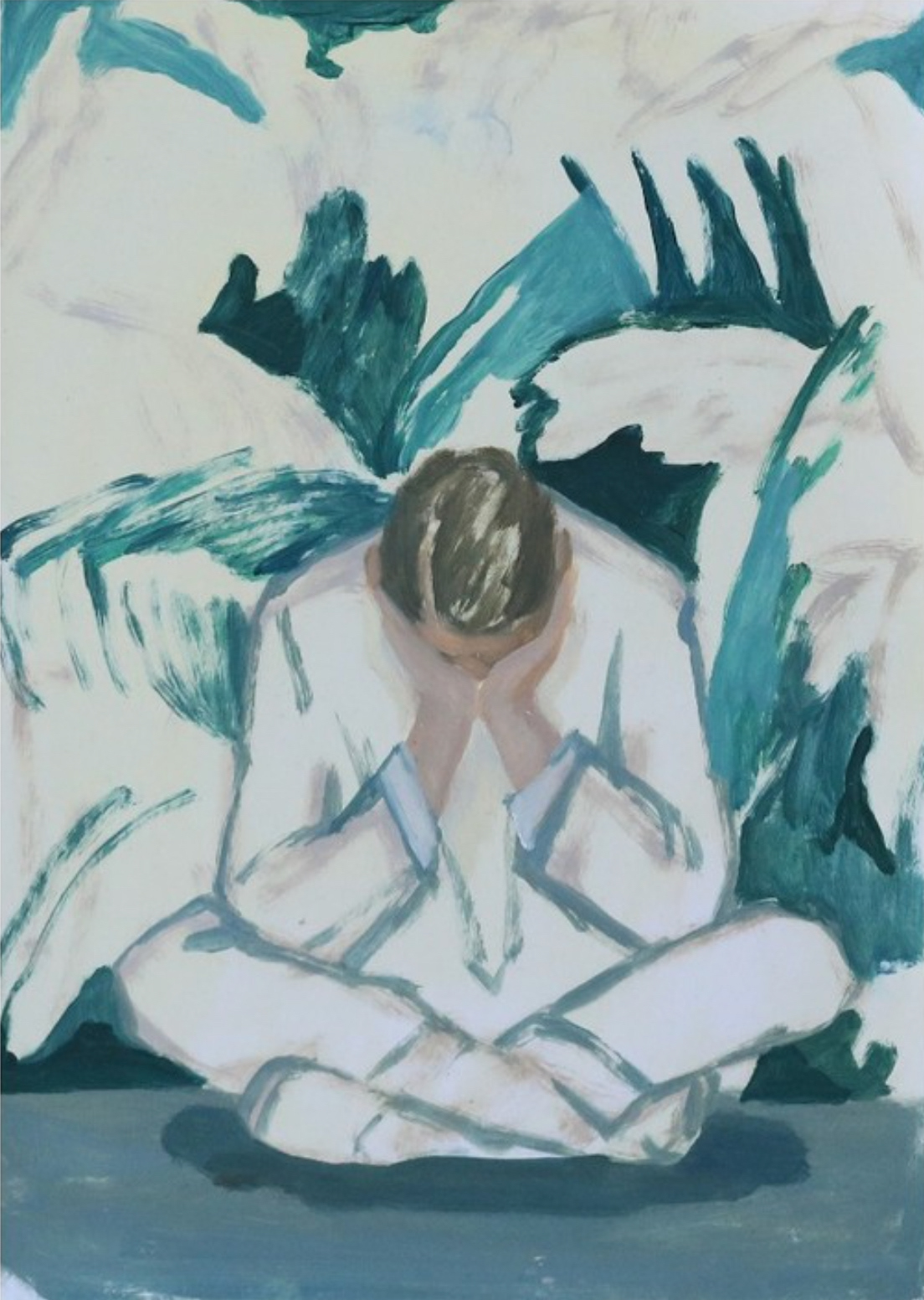 Heads down 21 cm x 14,7 cm oil on paper 2020