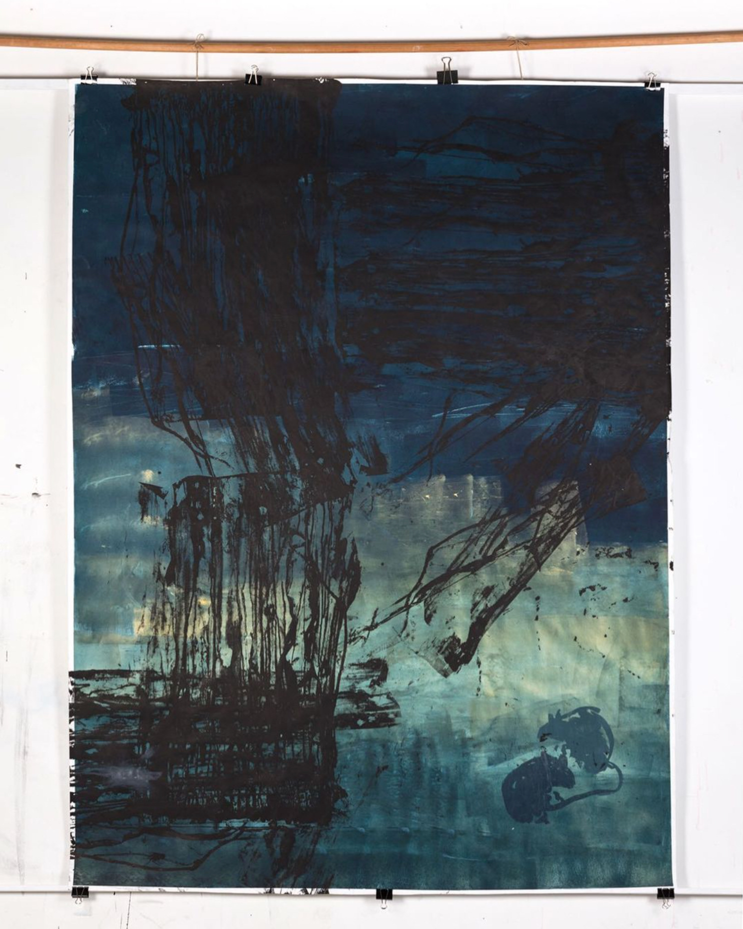 ”Oh, rats!” Screen printed monotype on paper, 2021 (200x150 cm)