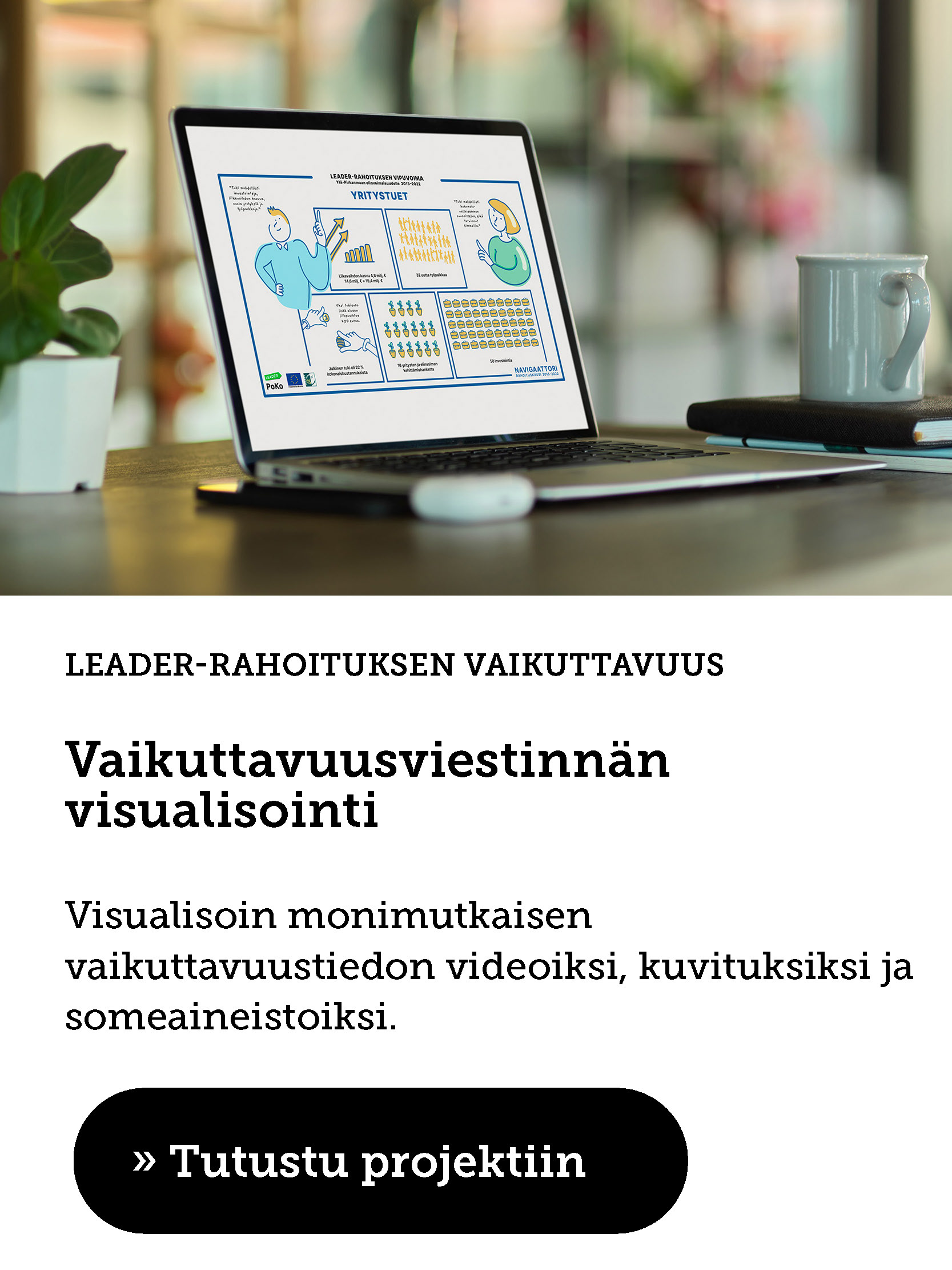 Vaikuttavuusviestinnän visualisointi referenssi. Leader PoKo ry.