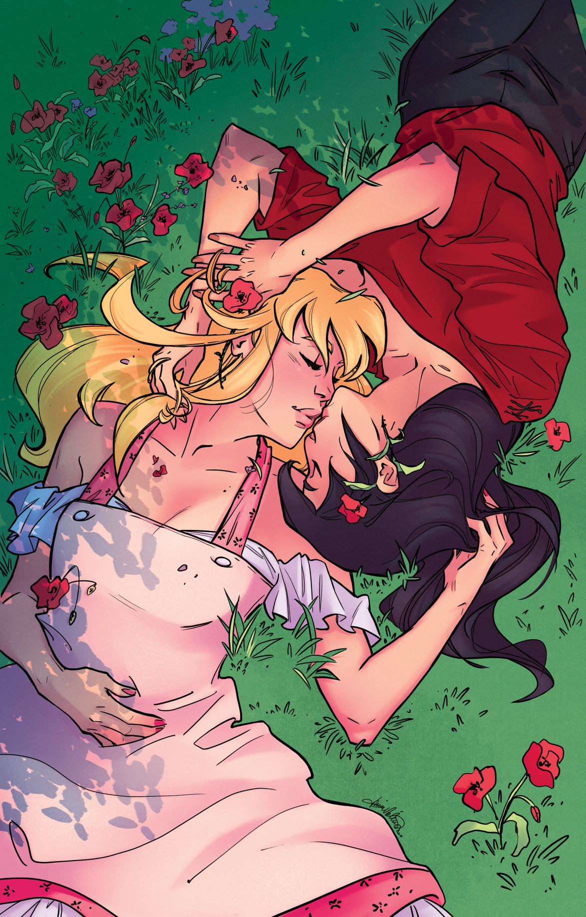 Cover from "Slice of Life: The Kiss." Lines by Tina Valentino, colors by Katlyn Gonzalez.