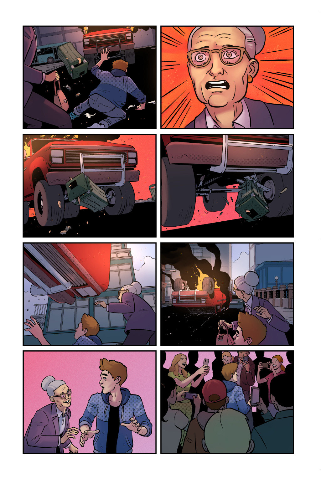 Page from “Believer.” Lines by Chris Peterson, colors by Katlyn Gonzalez.