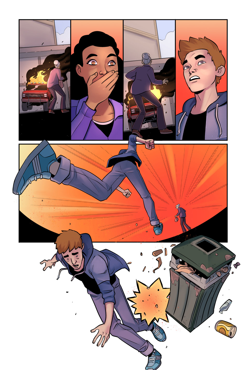 Page from “Believer.” Lines by Chris Peterson, colors by Katlyn Gonzalez.