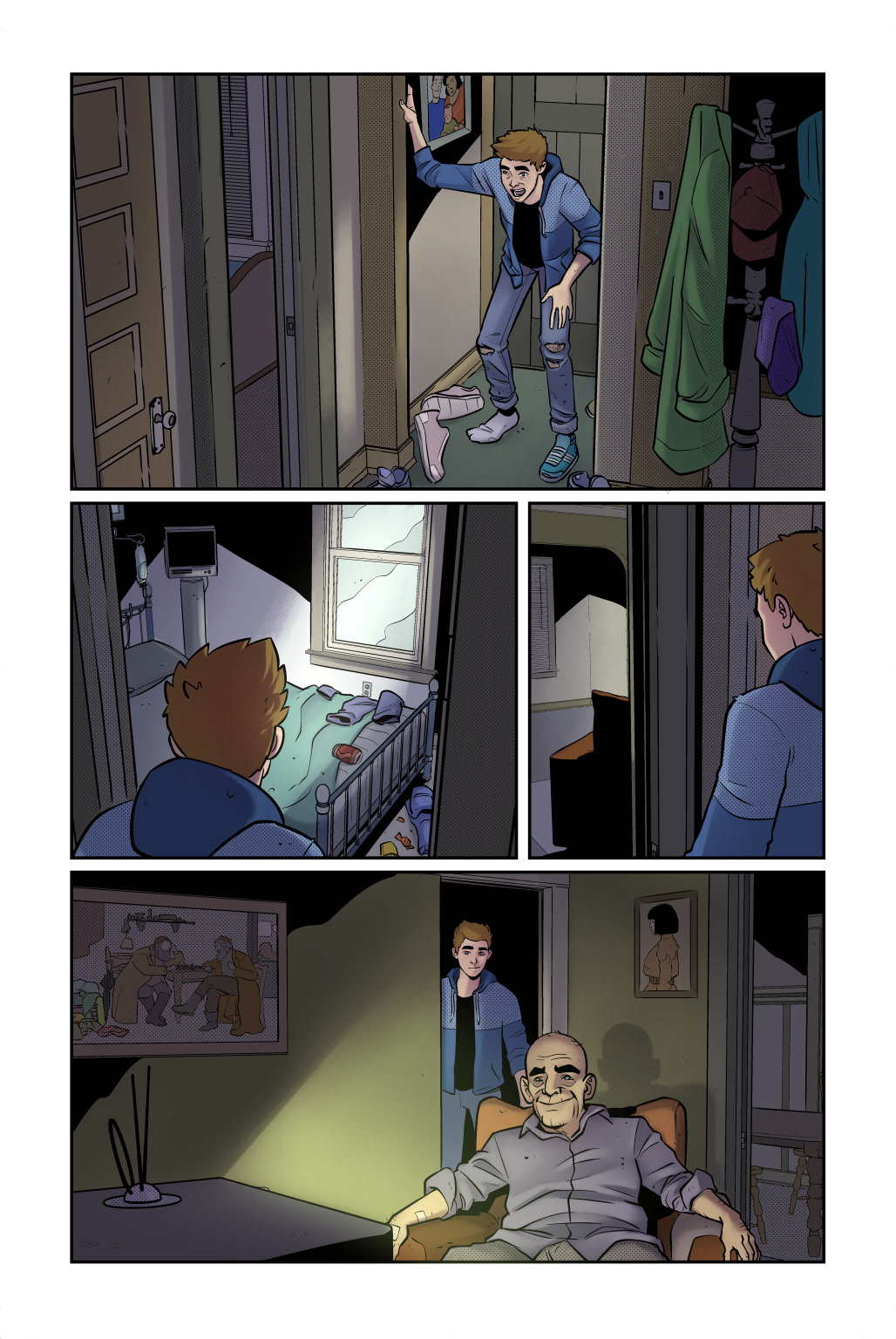 Page from “Believer.” Lines by Chris Peterson, colors by Katlyn Gonzalez.