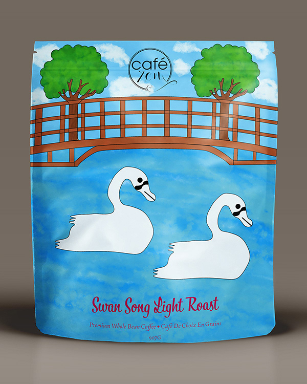Image of a coffee bag mockup for Cafe Zen