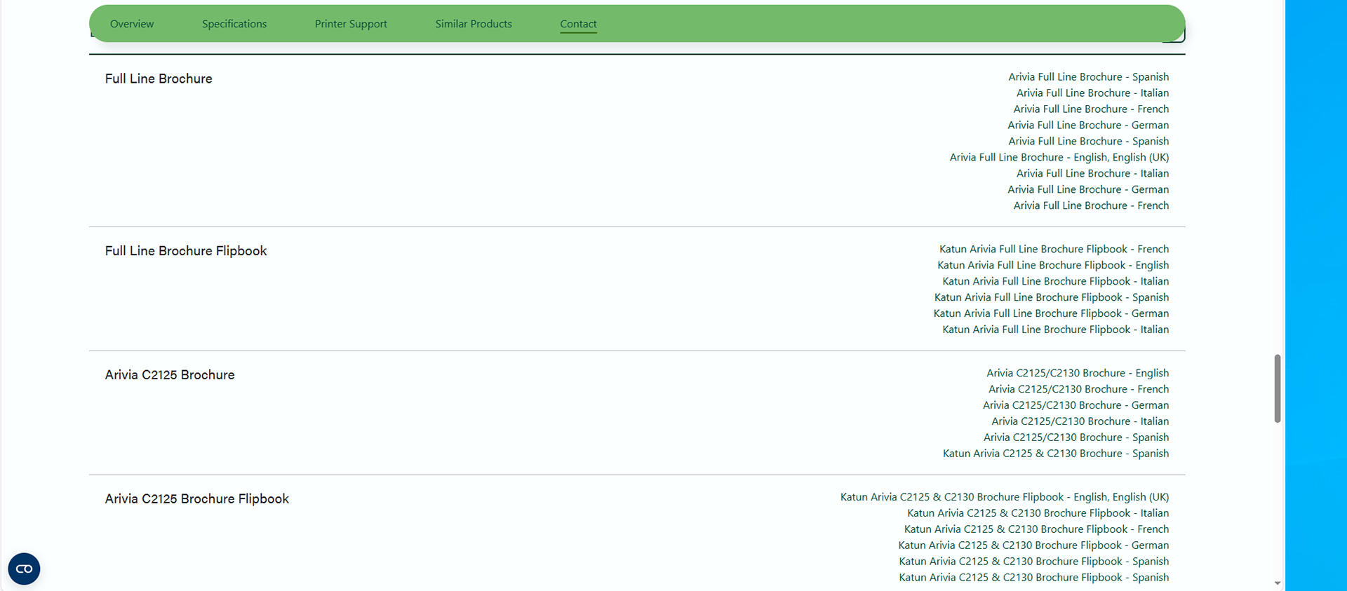 Arivia C2125 & C2130 Brochures