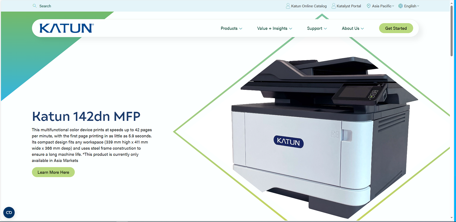 The new Katun 142dn-MFP webpage is now live, featuring product details, resources, and specifications. All related materials are linked for easy access and have been uploaded to the Katun.com Resource Center.