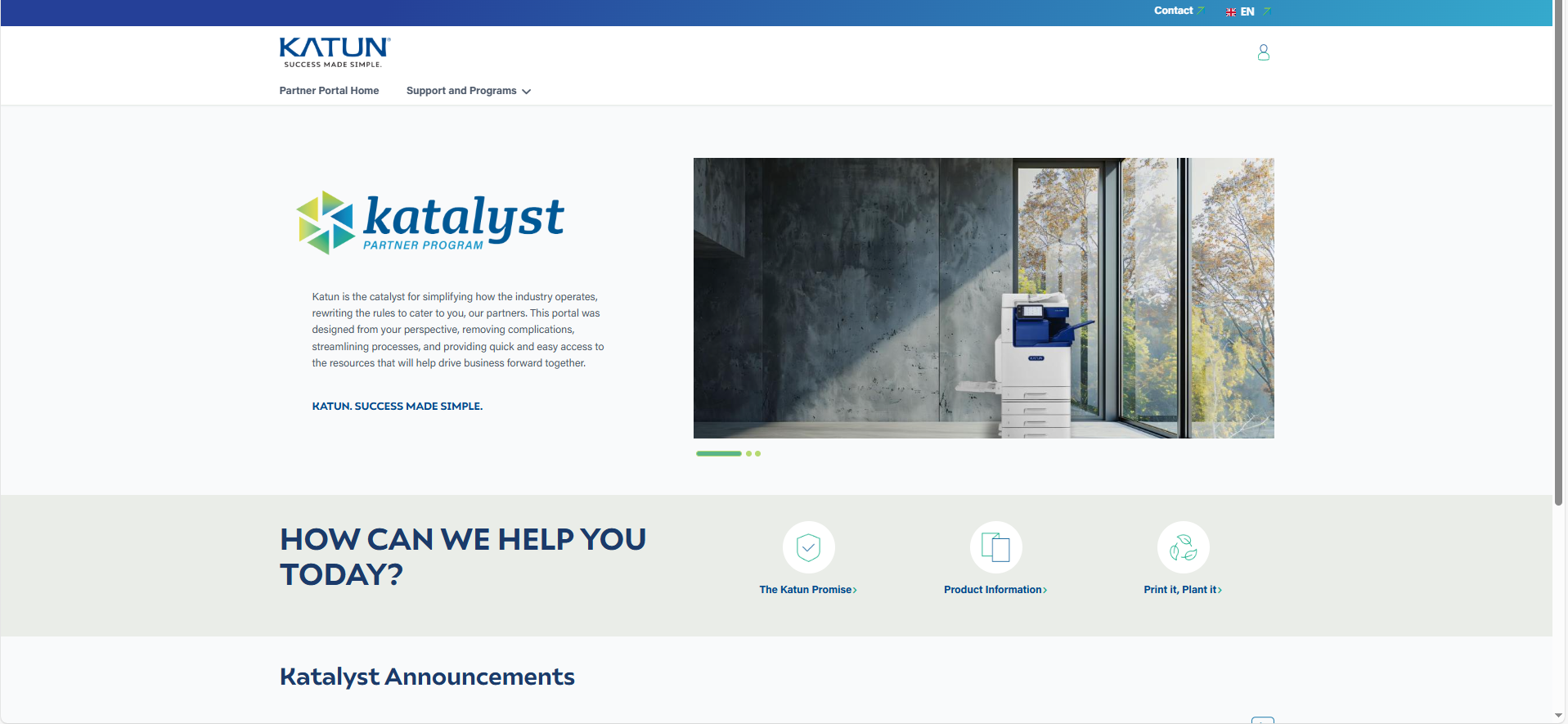 Katun Katalyst Partner Portal - Pages updated to match current Brand Guidelines as well as a layout redesign. 