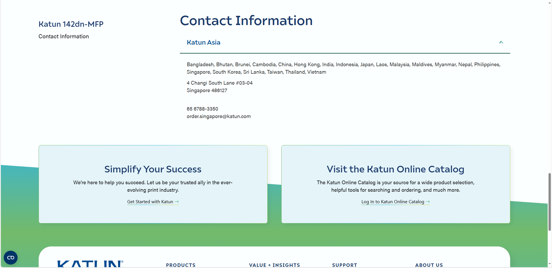 Katun 142dn-mfp Contact Information
