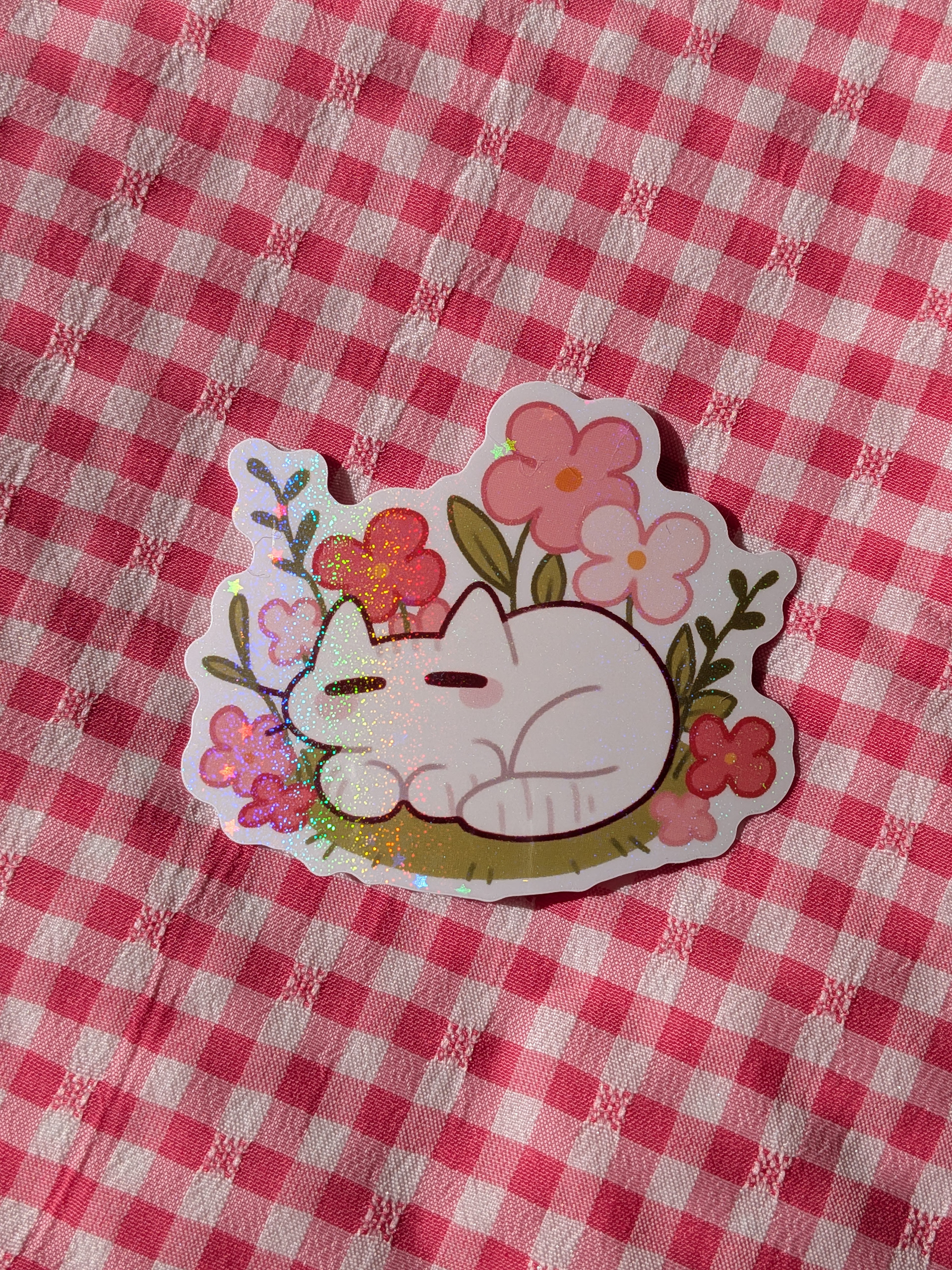 Flower Kitty Holographic Sticker