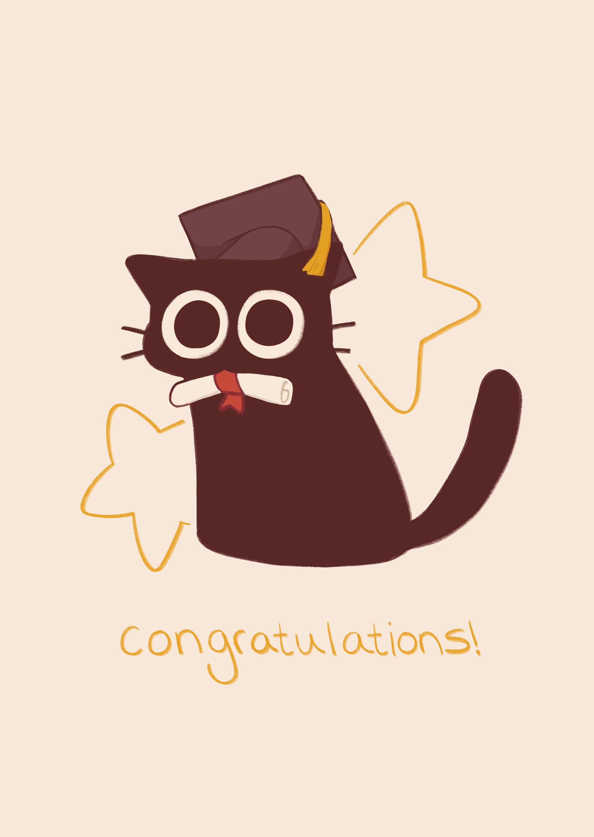 Black Cat Graduation Card