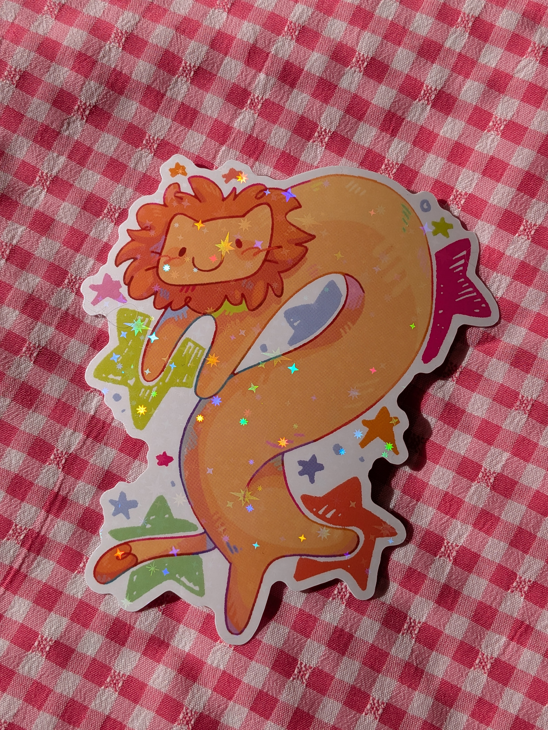 Silly Lion Holographic Sticker