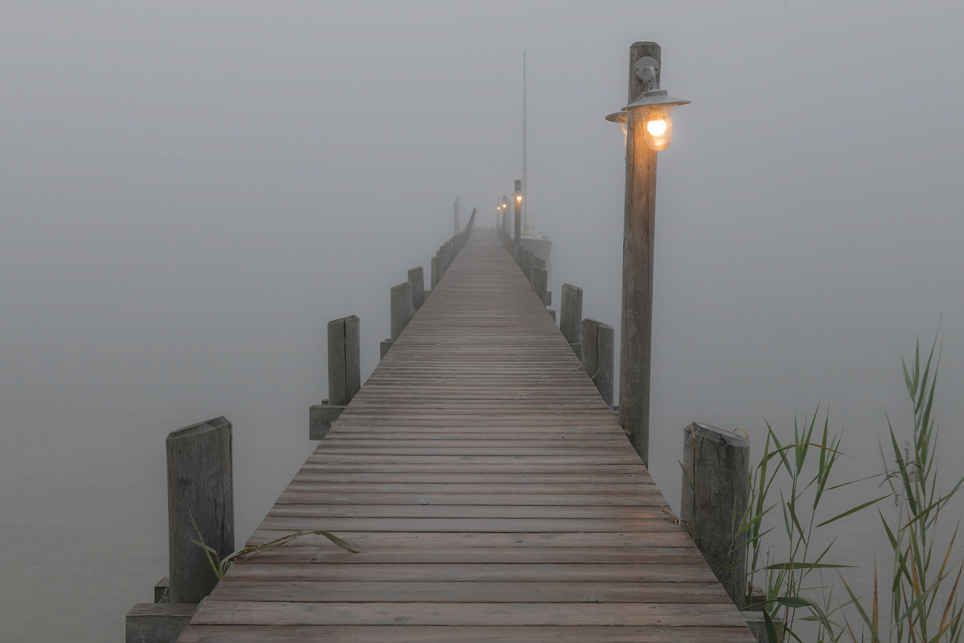 Nebel statt Sonnenaufgang am Chiemsee
