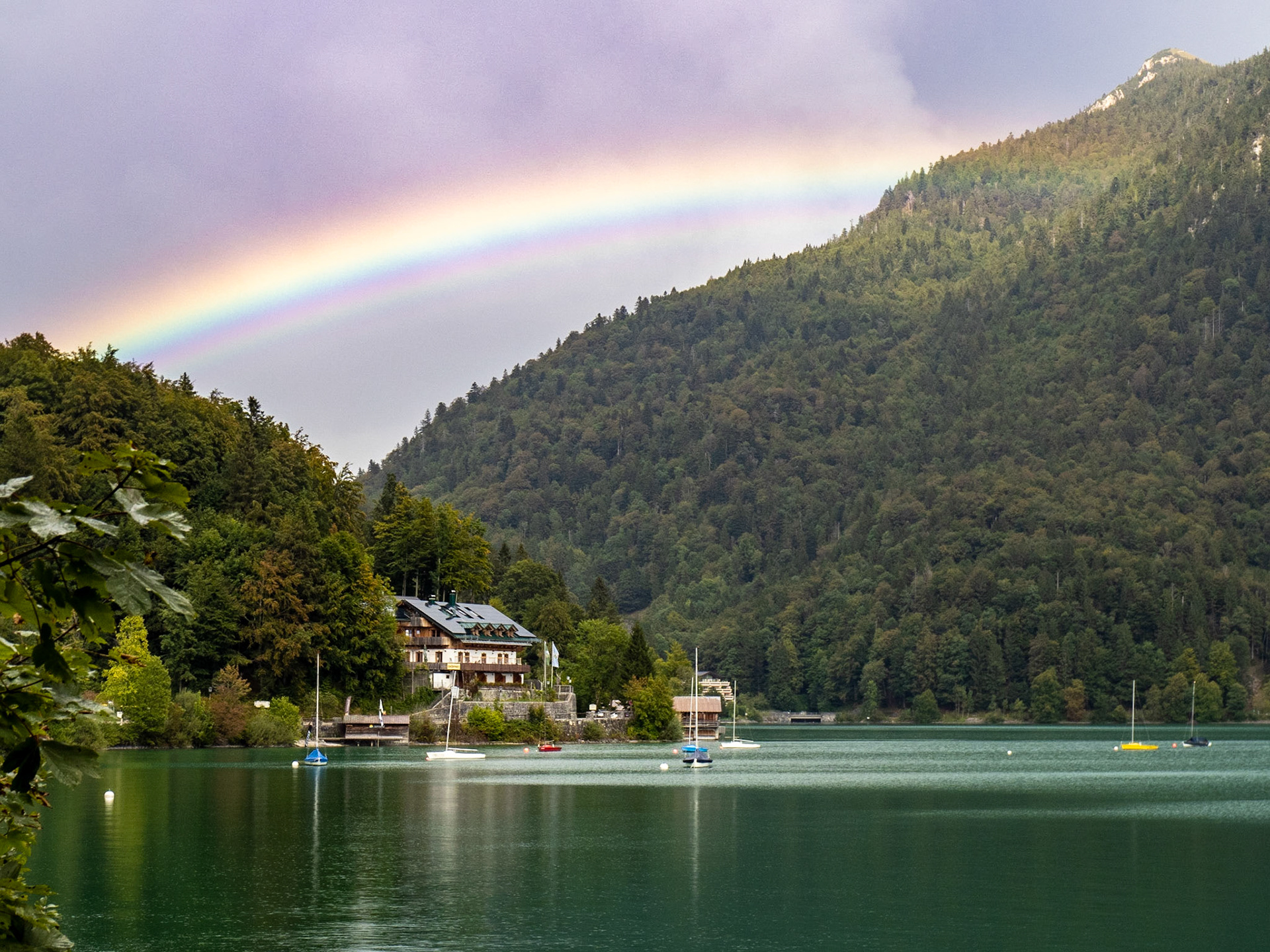 Regenbogen überm Walchensee